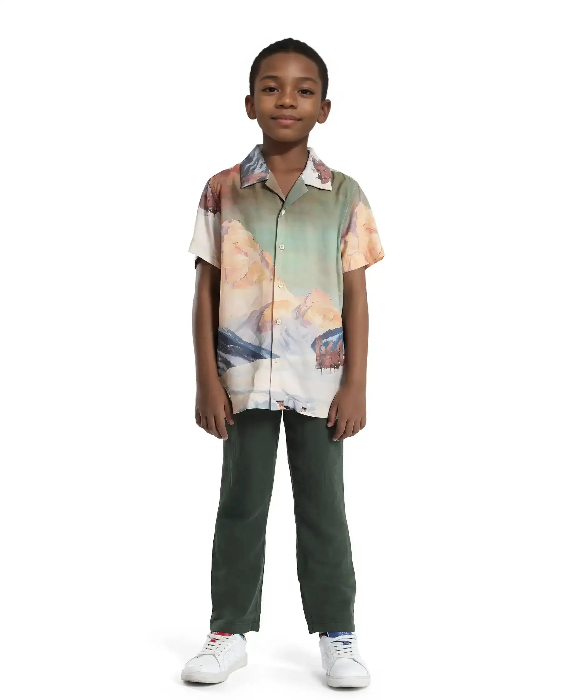 Rare Ones Kids Pastor-K Dusky Green Cotton Regular Fit Solid Trouser