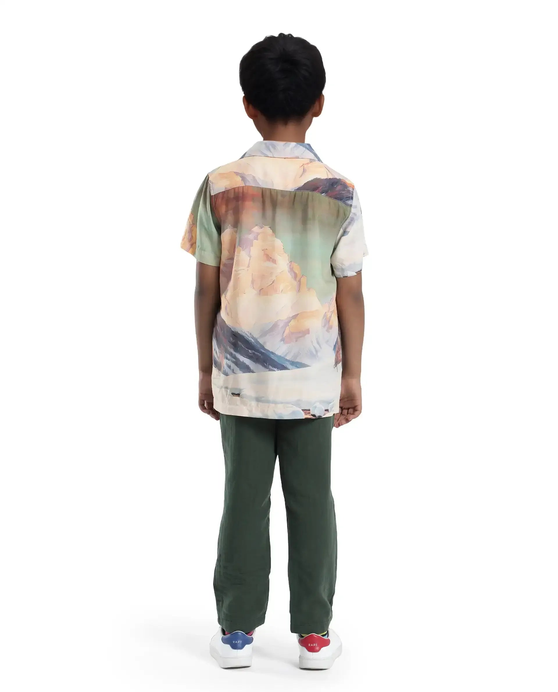 Rare Ones Kids Pastor-K Dusky Green Cotton Regular Fit Solid Trouser