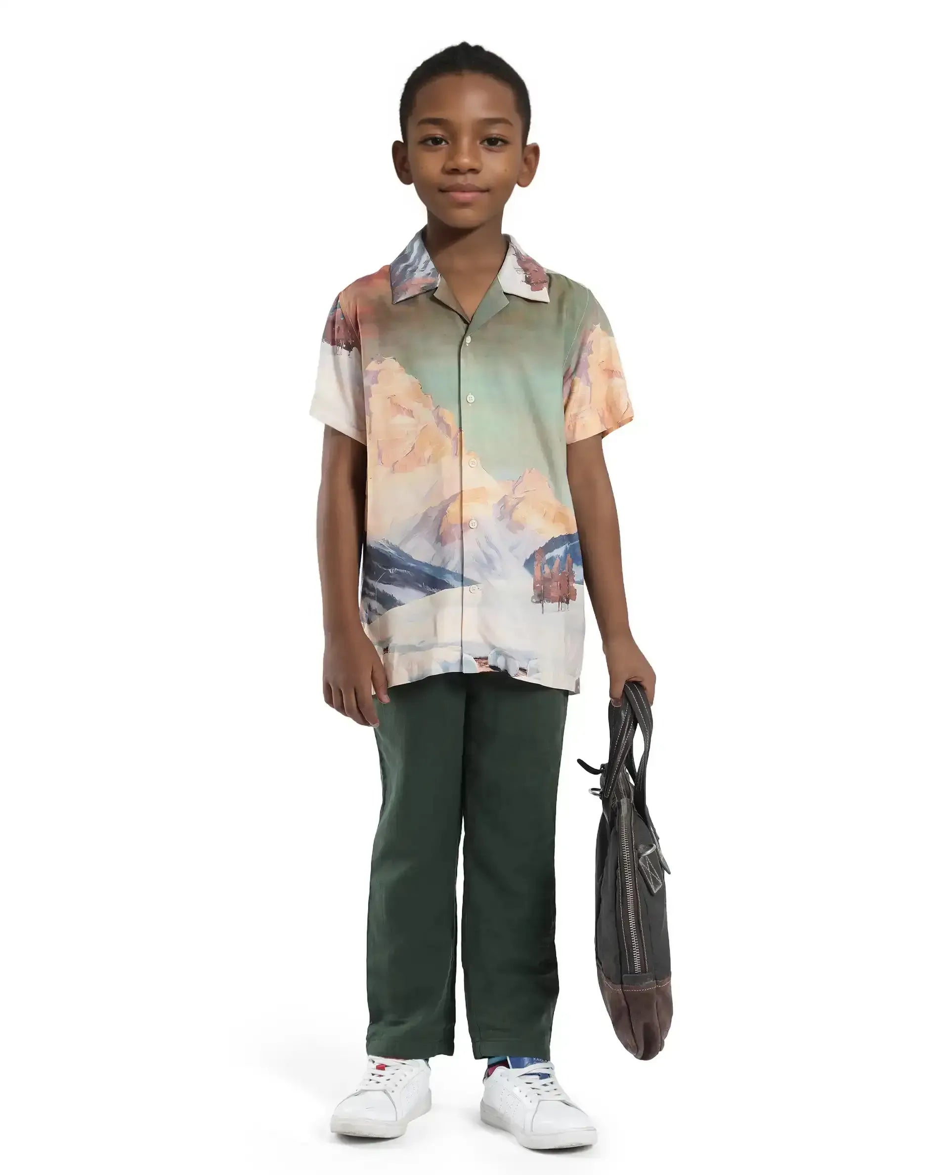 Rare Ones Kids Pastor-K Dusky Green Cotton Regular Fit Solid Trouser