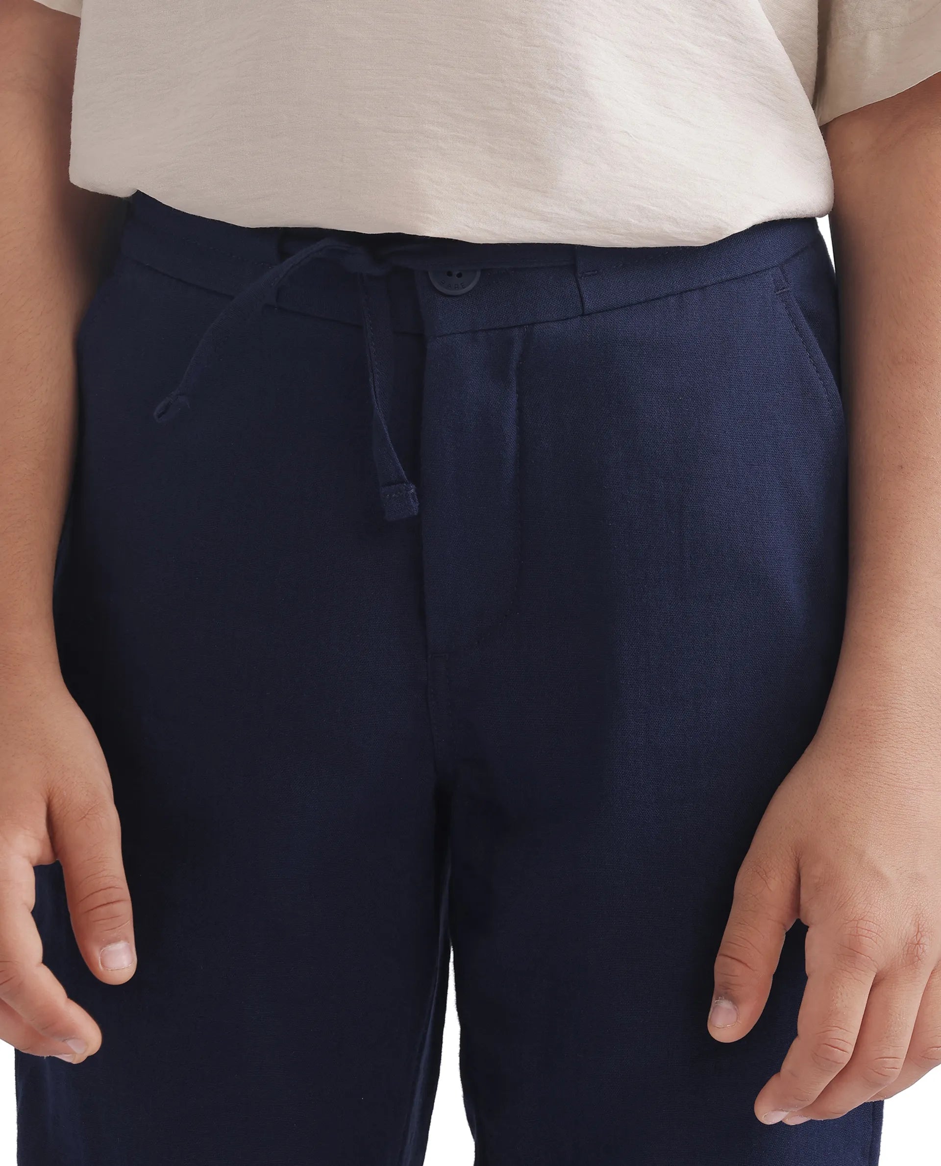 Rare Ones Kids Pastor-K Dark Navy Cotton Regular Fit Solid Trouser