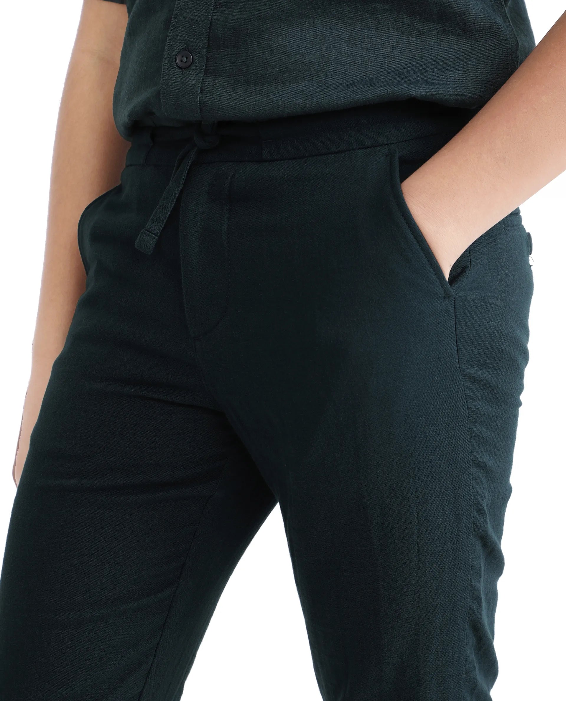 Rare Ones Kids Pastor-K Teal Cotton Regular Fit Solid Trouser