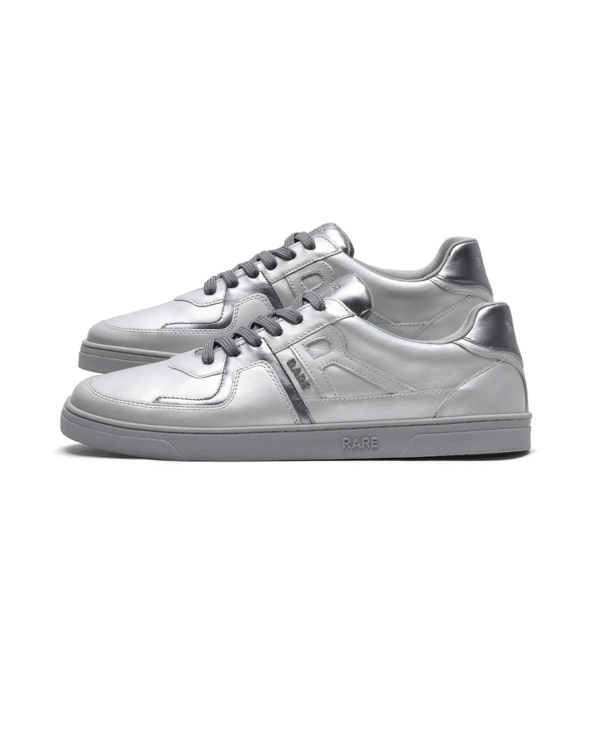 Rare Rabbit Men's Pegasus Silver Leather Lace-Up Closure Sneaker