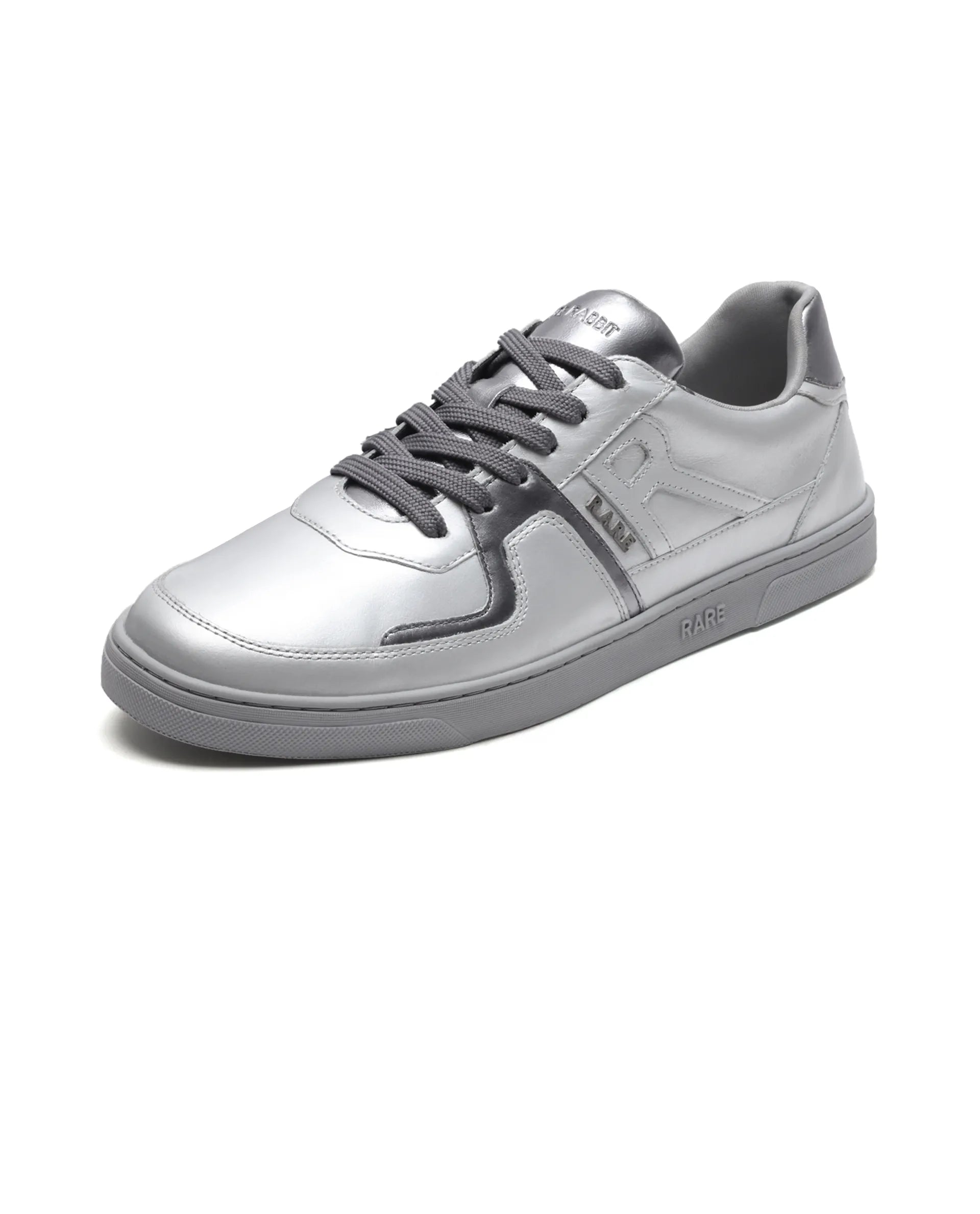Rare Rabbit Men's Pegasus Silver Leather Lace-Up Closure Sneaker