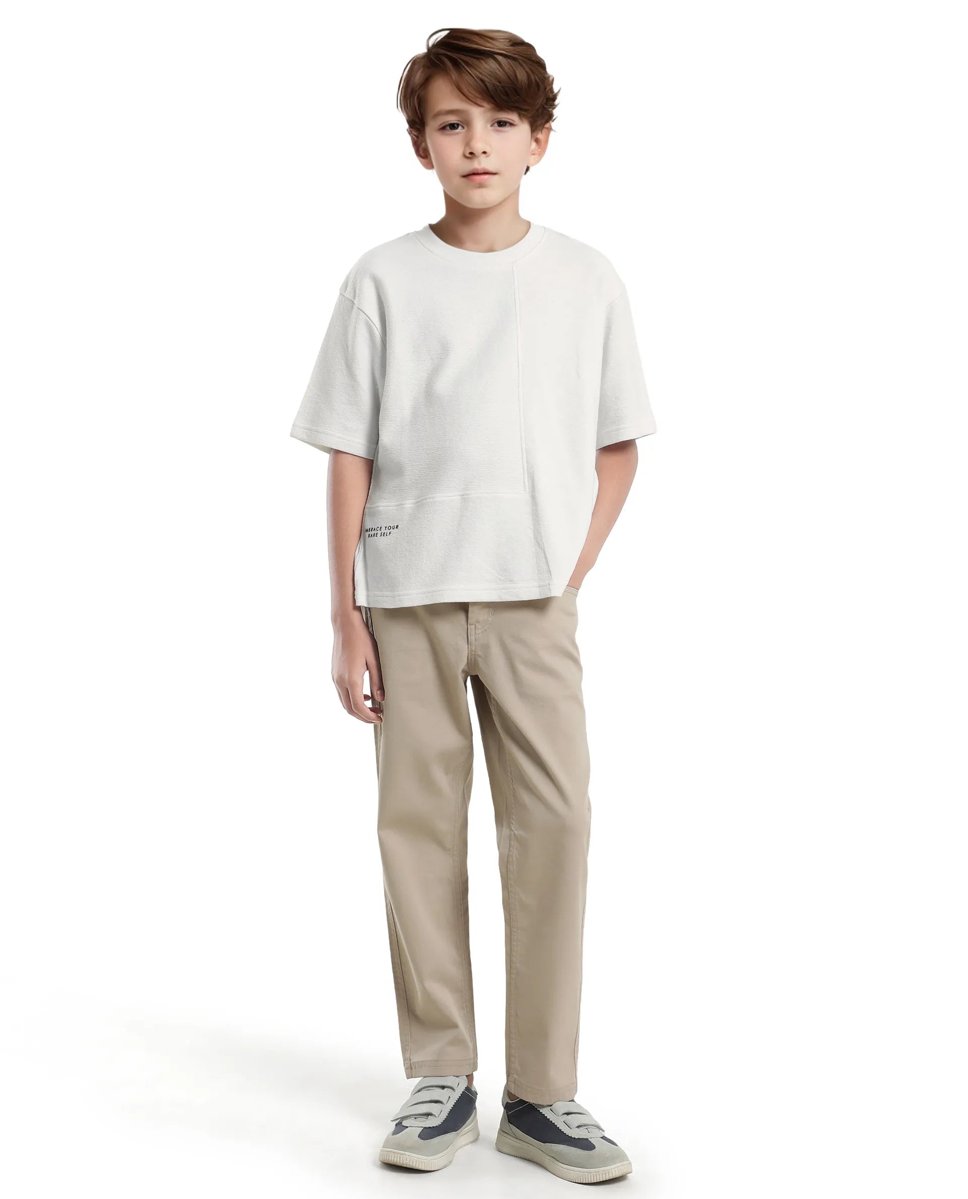 Rare Ones Kids Perg-T White Cotton Short Sleeve Crew Neck Printed T-Shirt