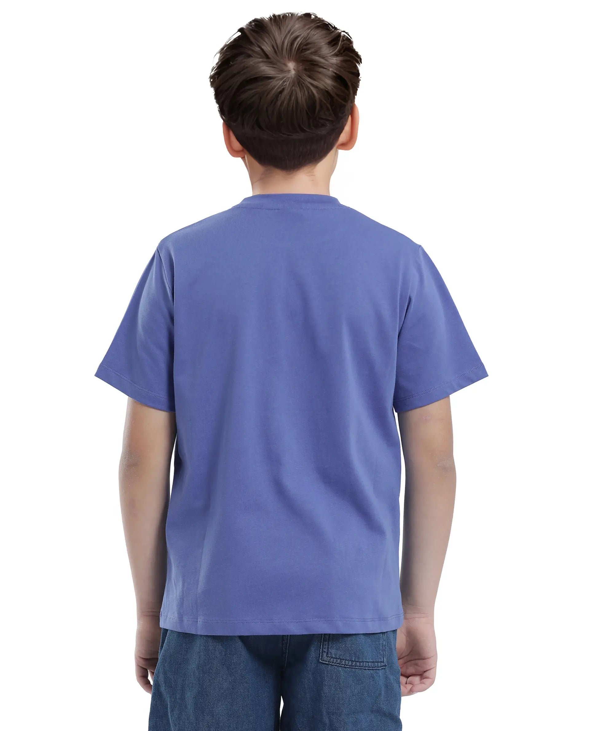 Rare Ones Kids Persh Blue Cotton Blend Half Sleeve Printed Regular Fit T-Shirt