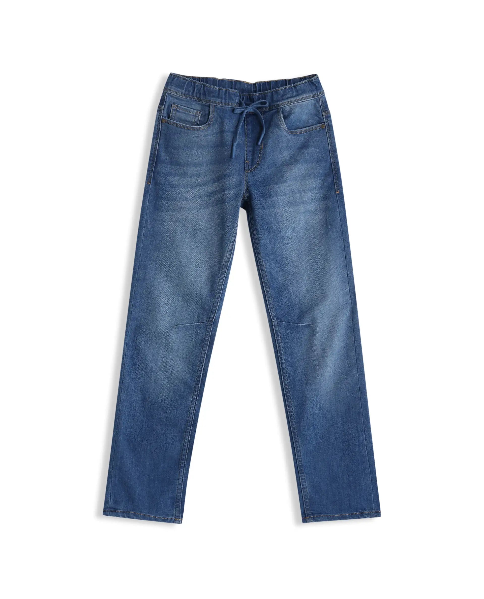 Rare Ones Kids Peter Light Blue Cotton Blend Fabric Pull-On Closure Regular Fit Jeans