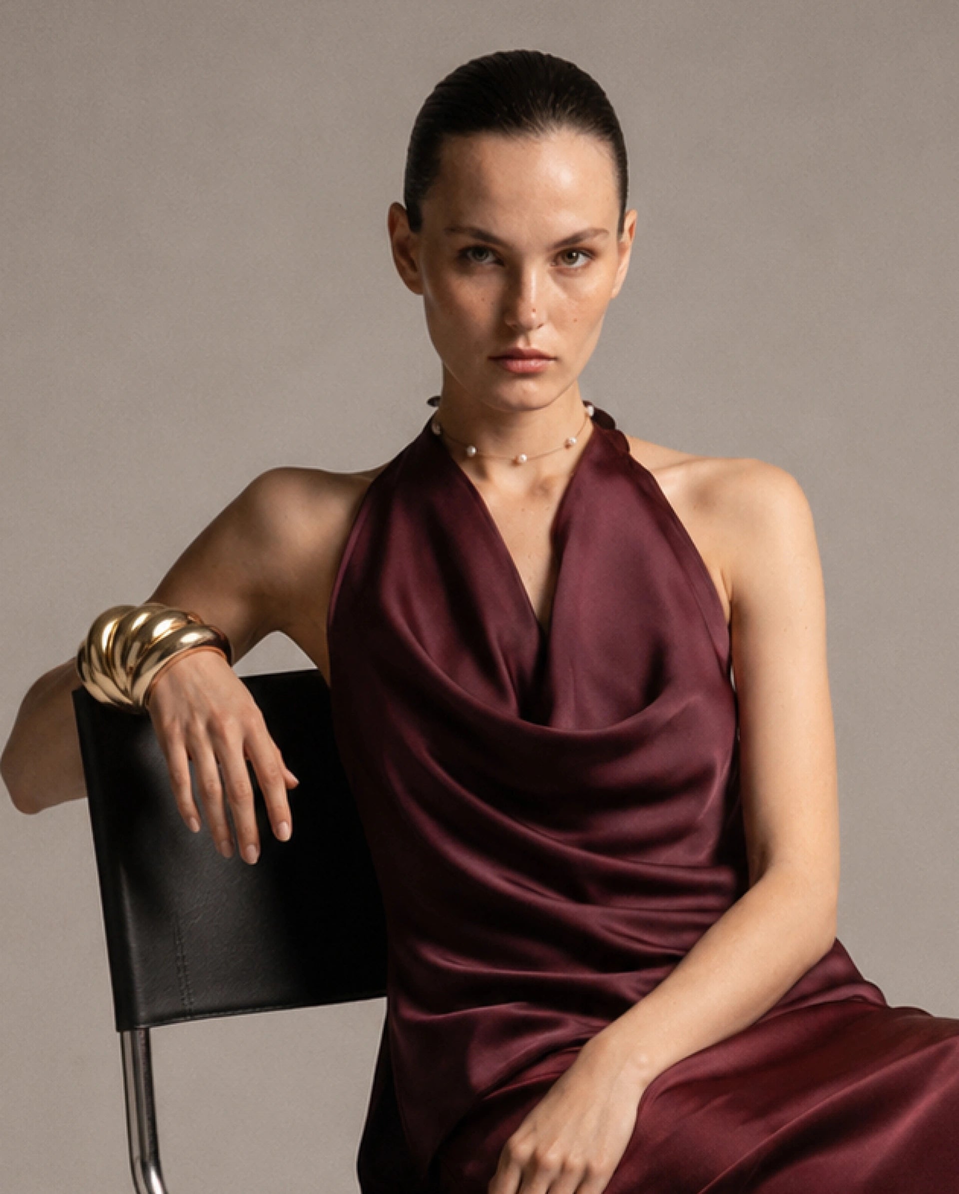Rareism Women's Petir Dark Maroon Polyester Elastic Bodycon Plain Skirt