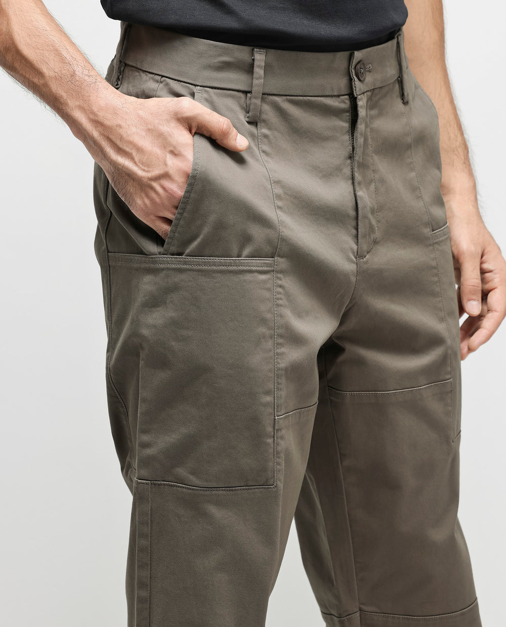 Rare Rabbit Men's Petro Dark Olive Cotton Elastane Fabric Straight Fit Cargo Style Trouser main image 0