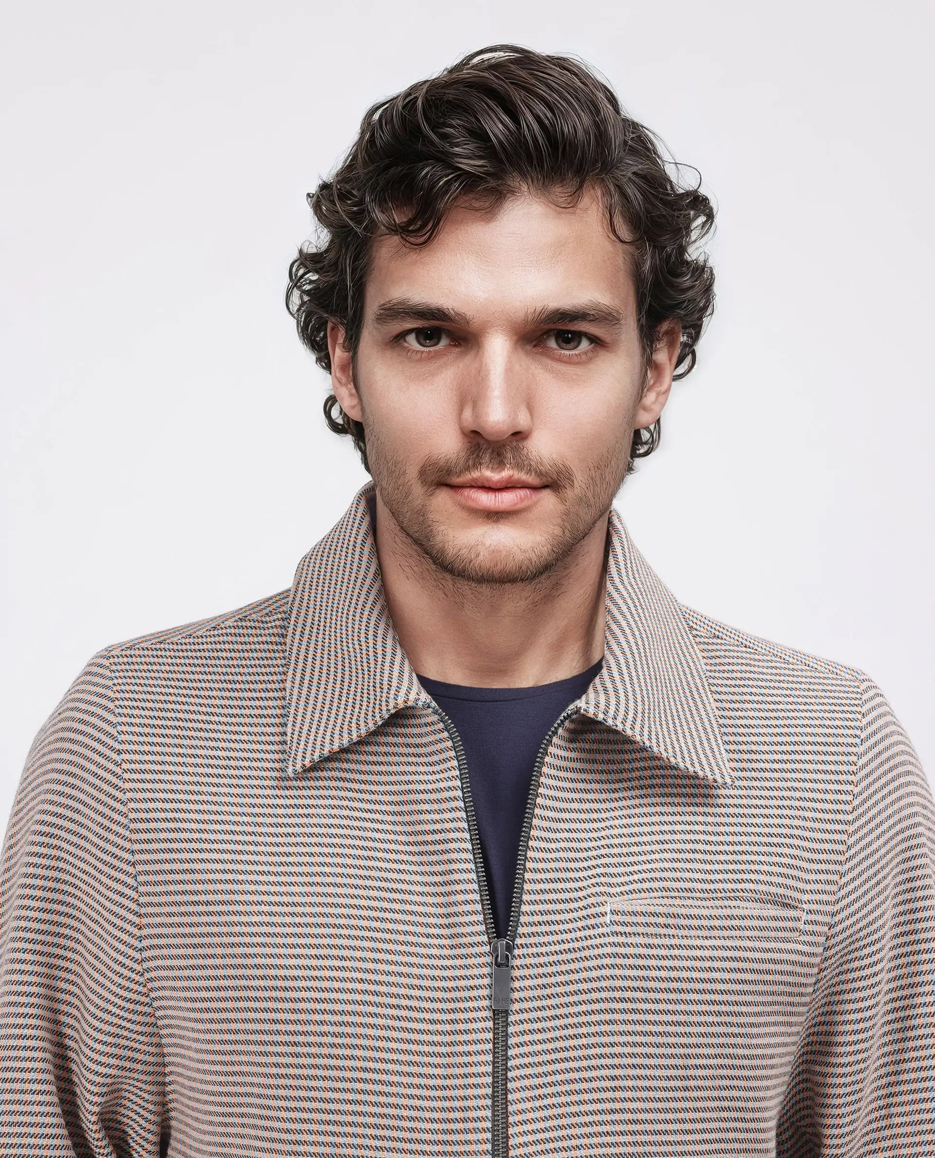 Rare Rabbit Men Pexrul Rust Cotton Fabric Full Sleeve Zipper Closure Yarn Dyed Checked Jacket