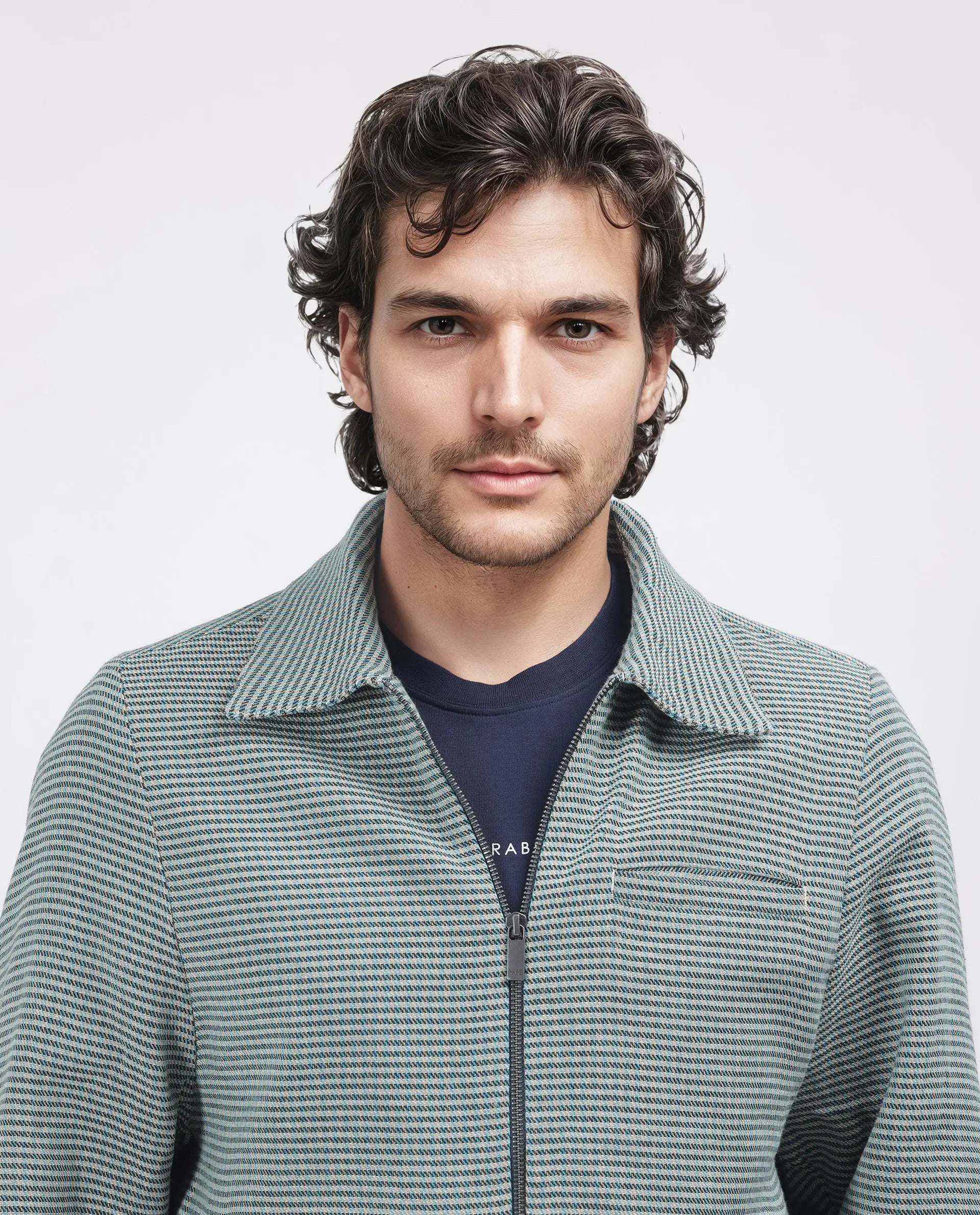 Rare Rabbit Men Pexrul Teal Cotton Fabric Full Sleeve Zipper Closure Yarn Dyed Checked Jacket