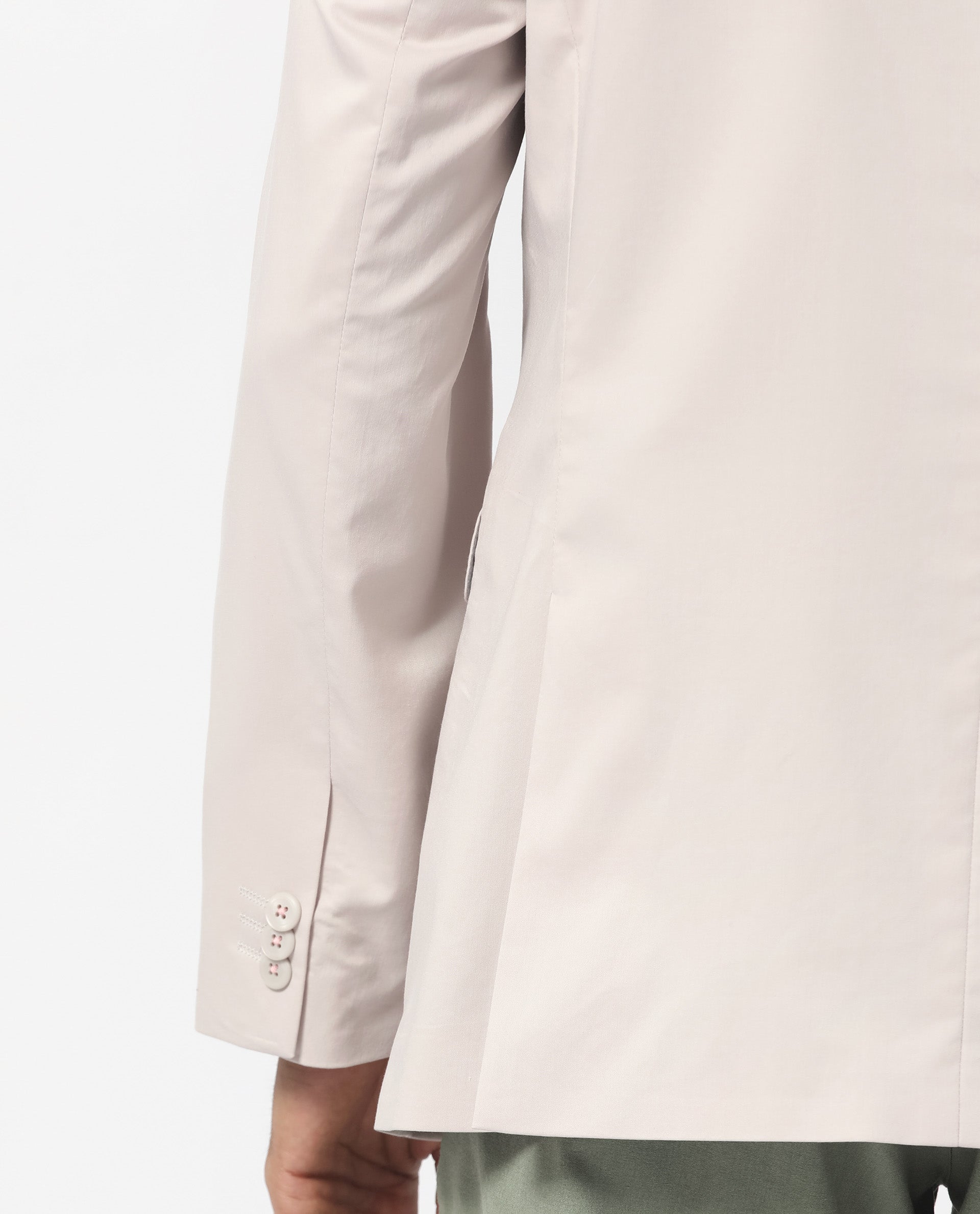 Rare Rabbit Men's Peyton Light Beige Polyester Viscose Fabric Notch Lapel Single Breasted Tailored Fit Solid Blazer