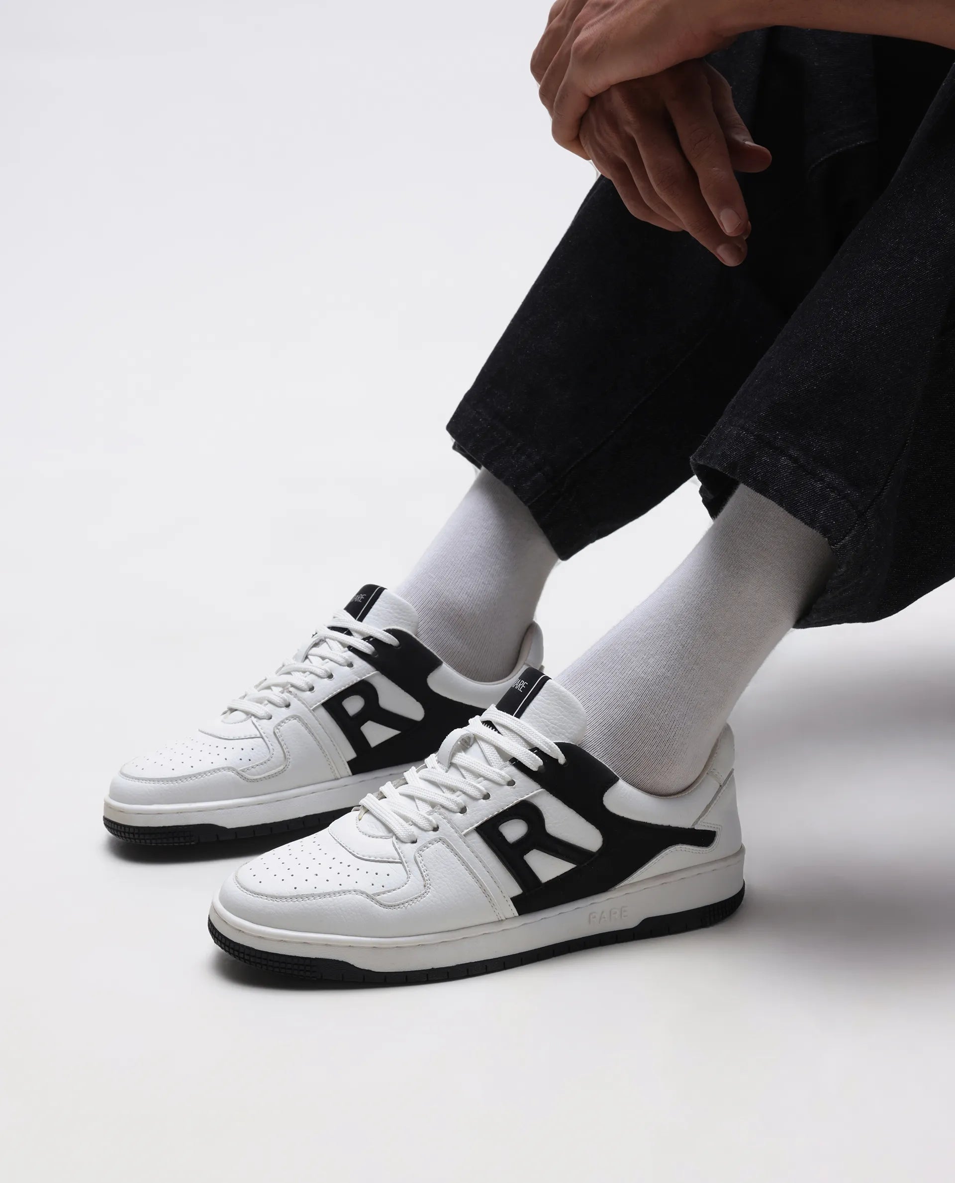 Rare Rabbit Men's Phantom Black Micro Fiber Navy Causal Sneaker