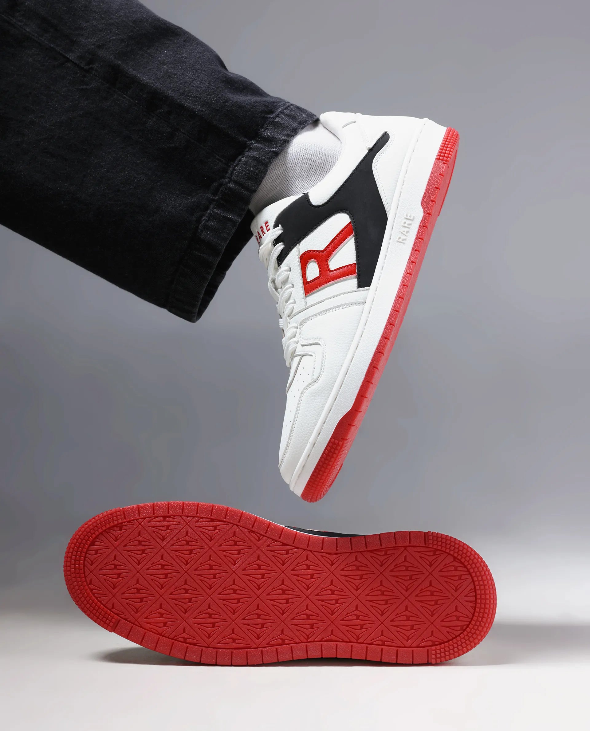 Rare Rabbit Men's Phantom Red Micro Fiber Navy Causal Sneaker