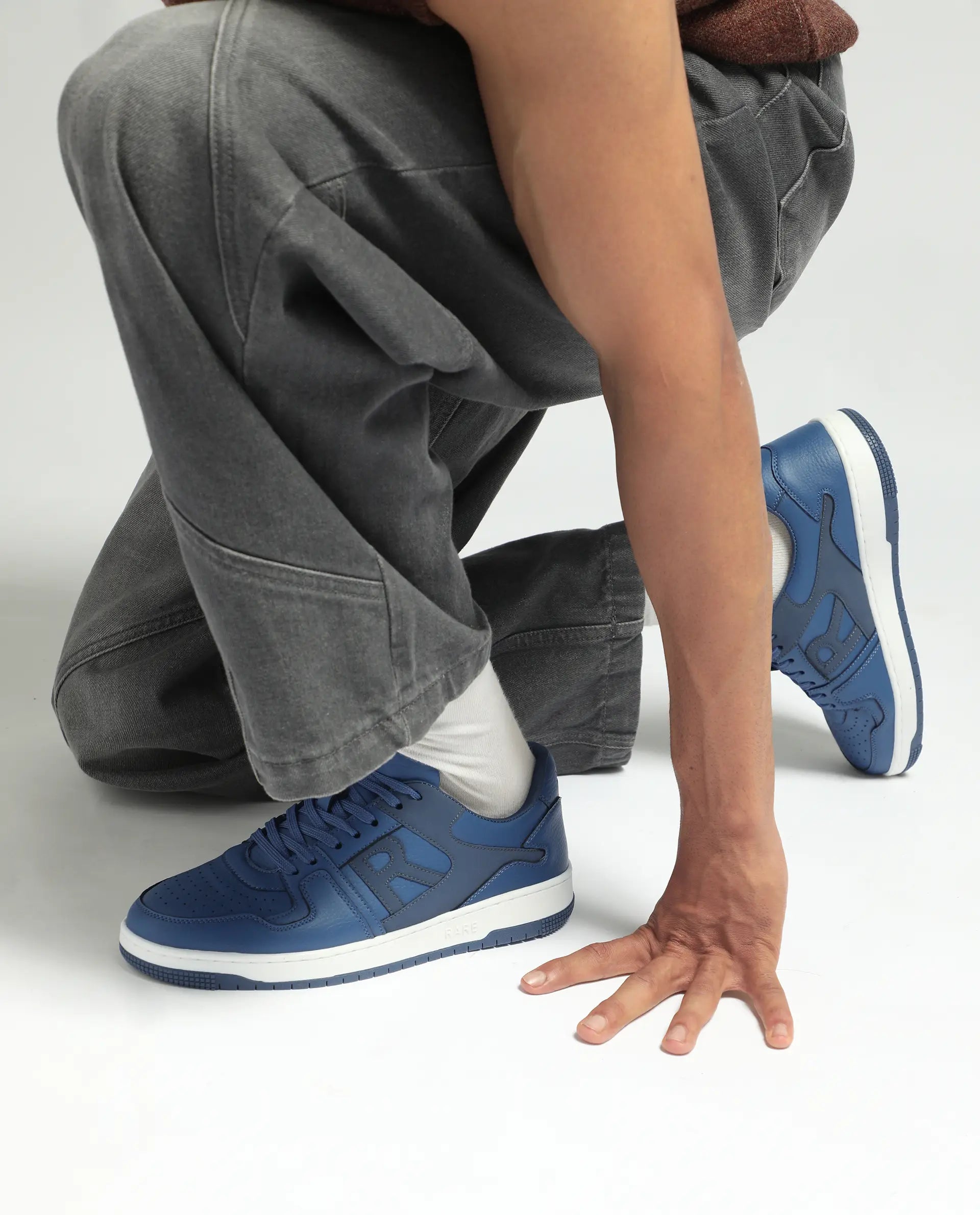 Rare Rabbit Men's Phantom Micro Fiber Navy Causal Sneaker