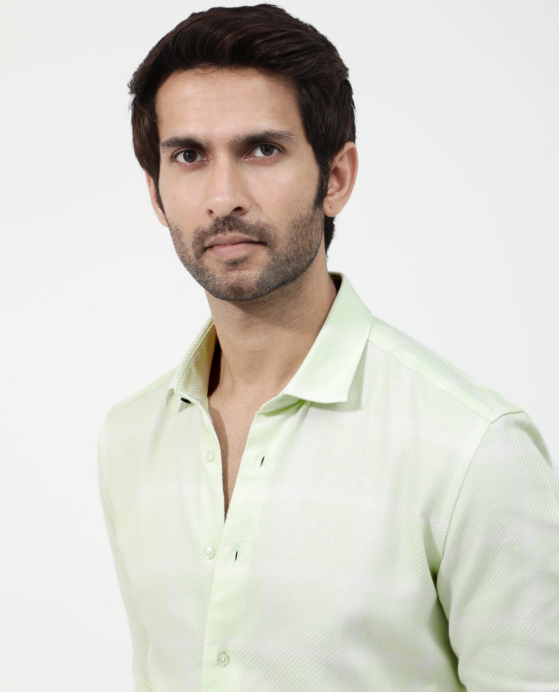 Rare Rabbit Mens Pierce Light Green Full Sleeve Cotton Checks Shirt