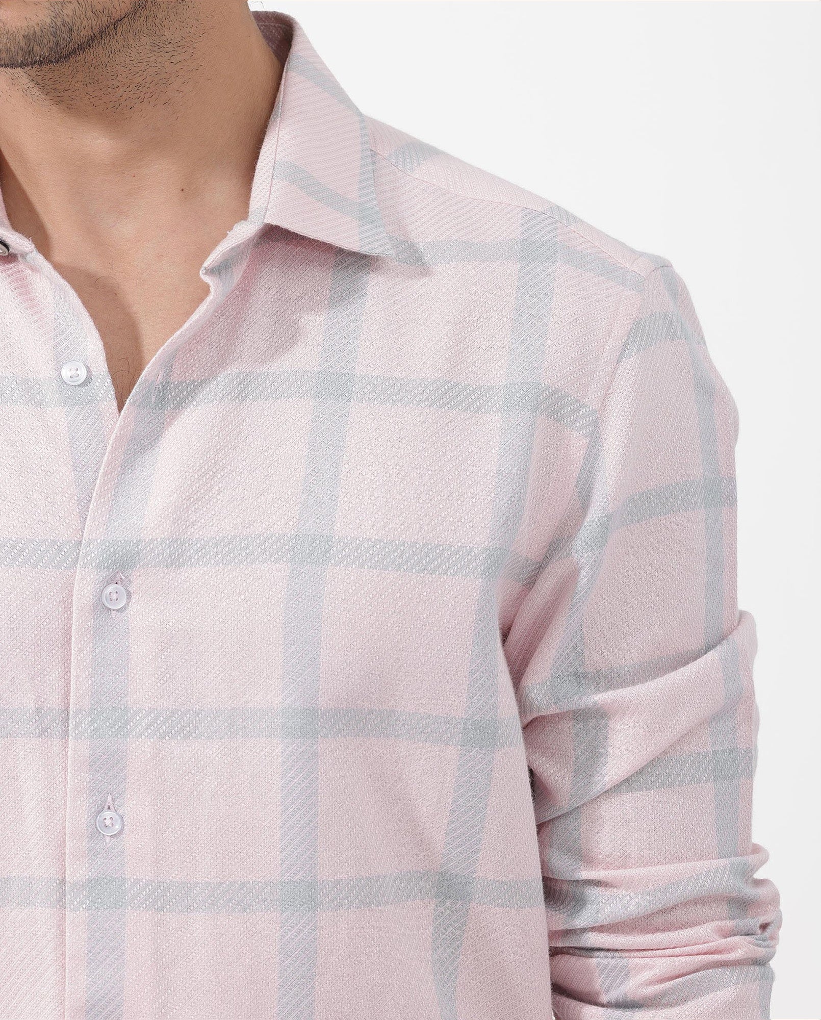 Rare Rabbit Mens Pierce Pink Cotton Viscose Fabric Full Sleeves Checks Shirt
