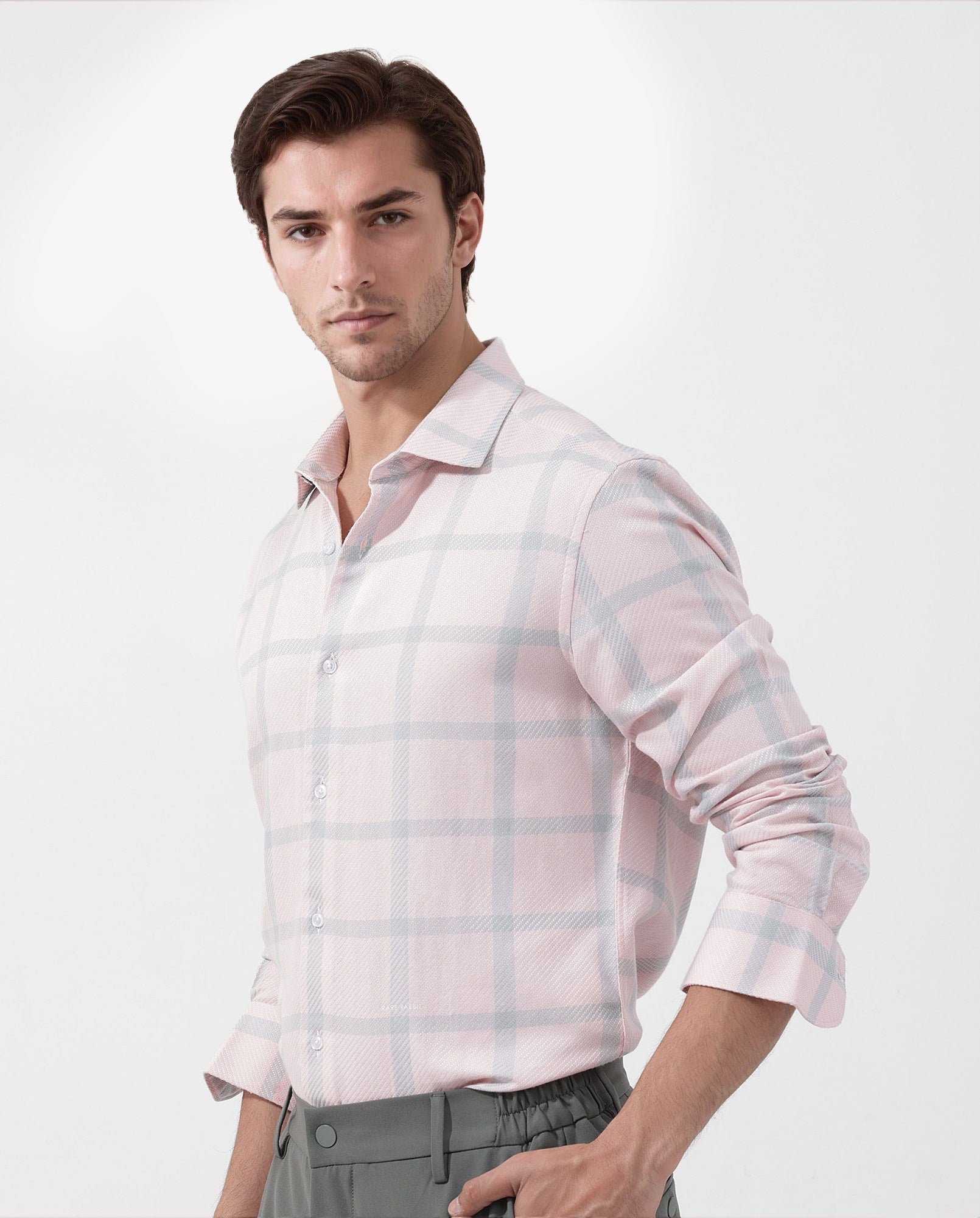 Rare Rabbit Mens Pierce Pink Cotton Viscose Fabric Full Sleeves Checks Shirt