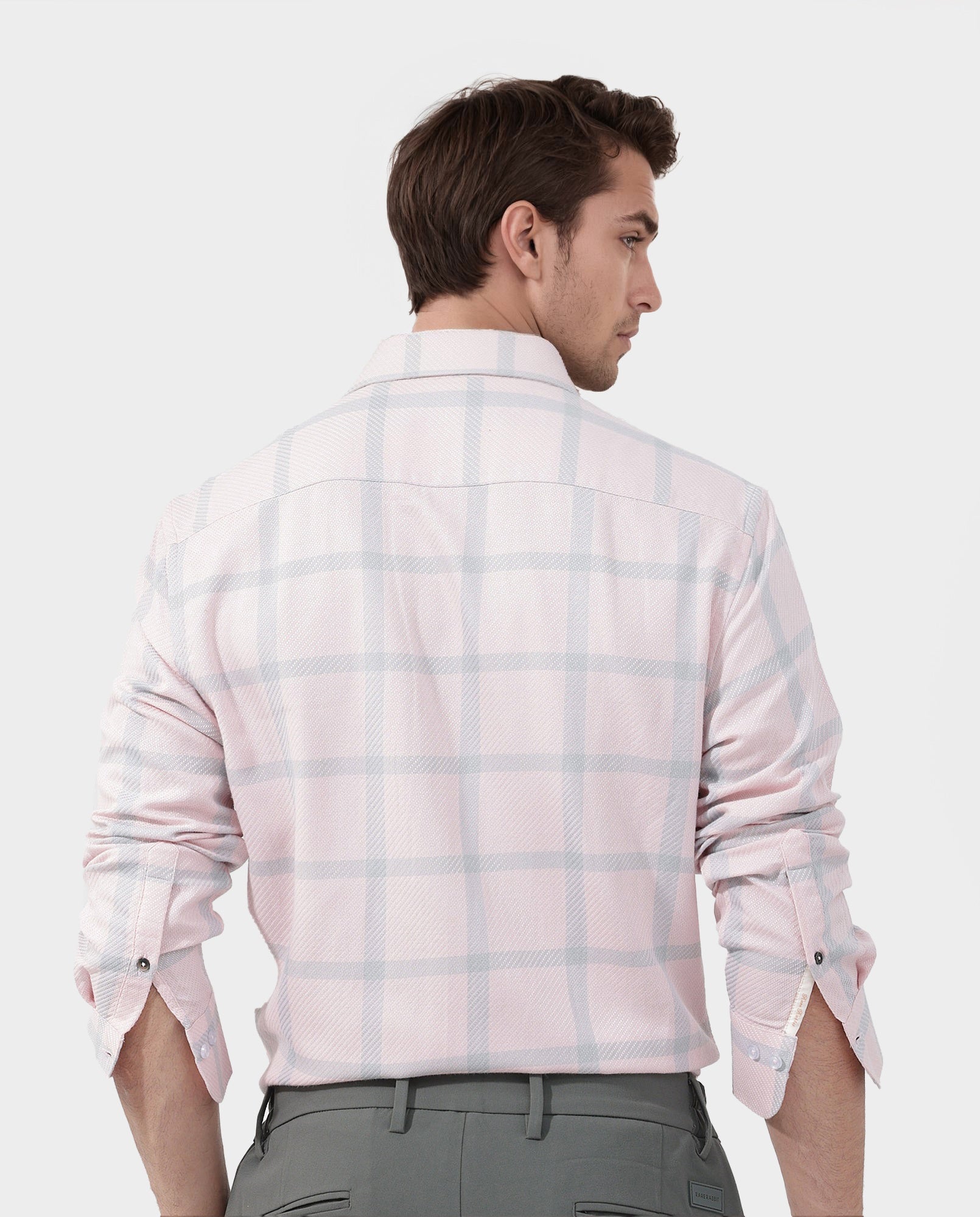 Rare Rabbit Mens Pierce Pink Cotton Viscose Fabric Full Sleeves Checks Shirt