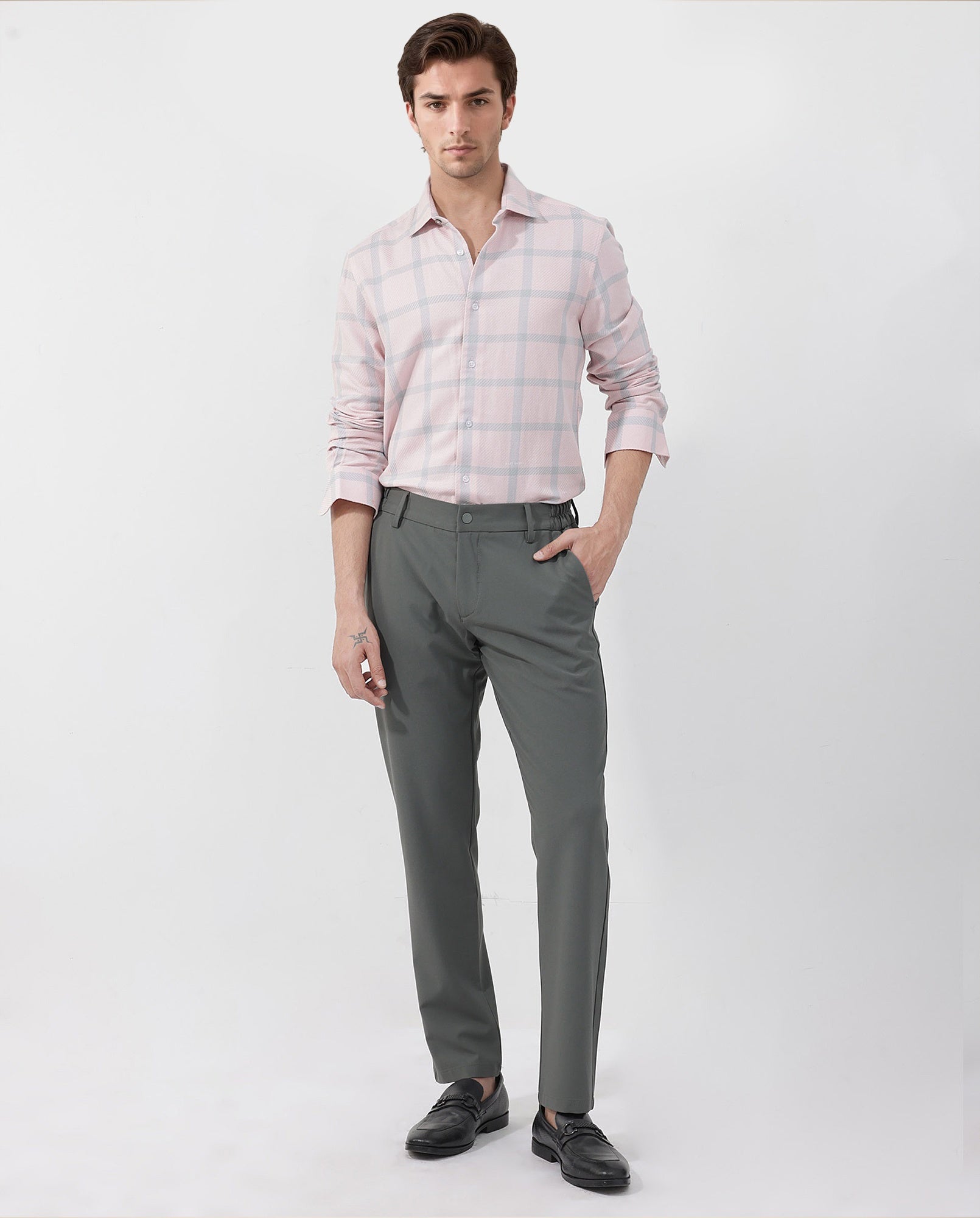 Rare Rabbit Mens Pierce Pink Cotton Viscose Fabric Full Sleeves Checks Shirt