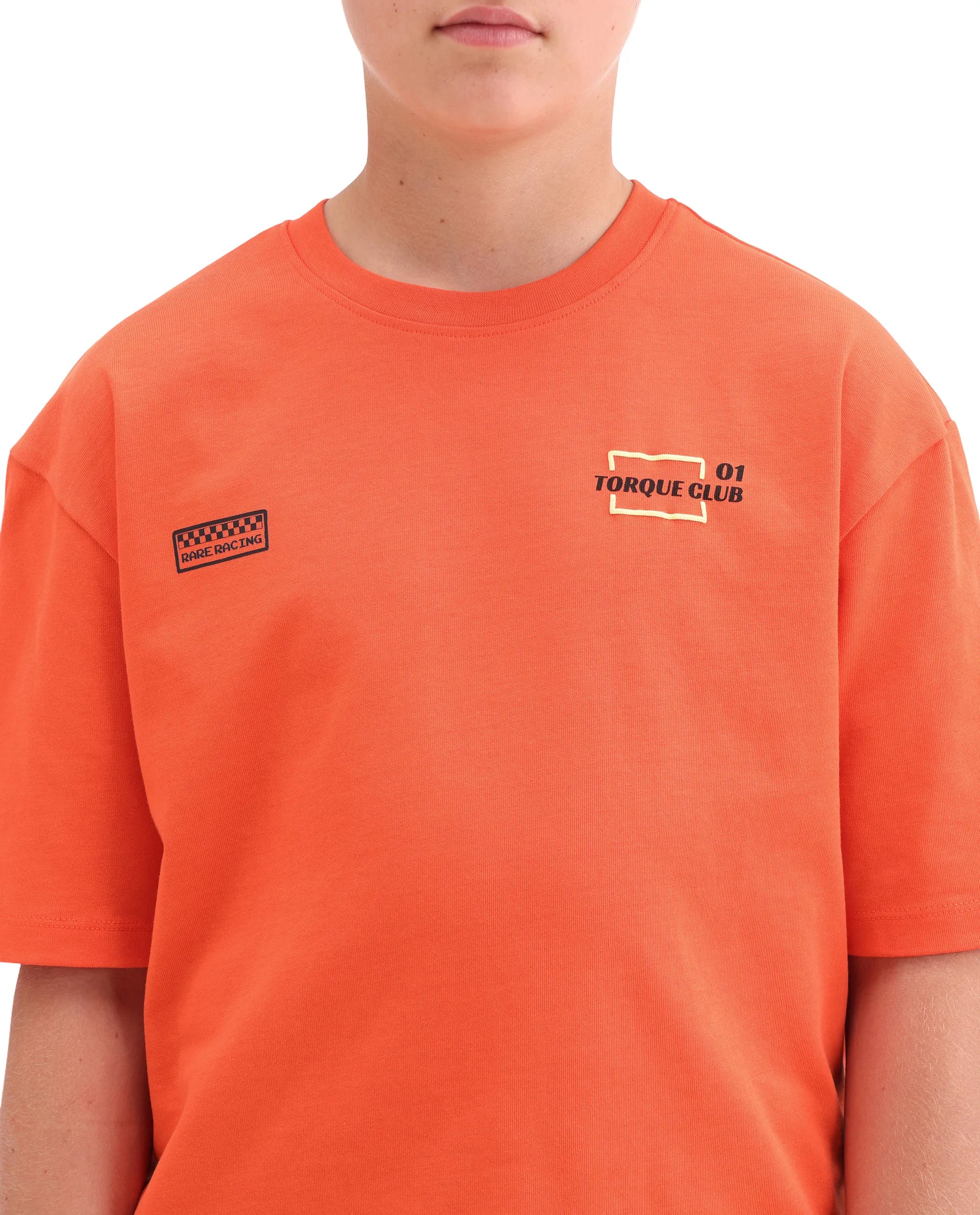 Rare Ones Kids Pite Orange Cotton Pull-On Closure Puff Print Oversized Fit T-Shirt