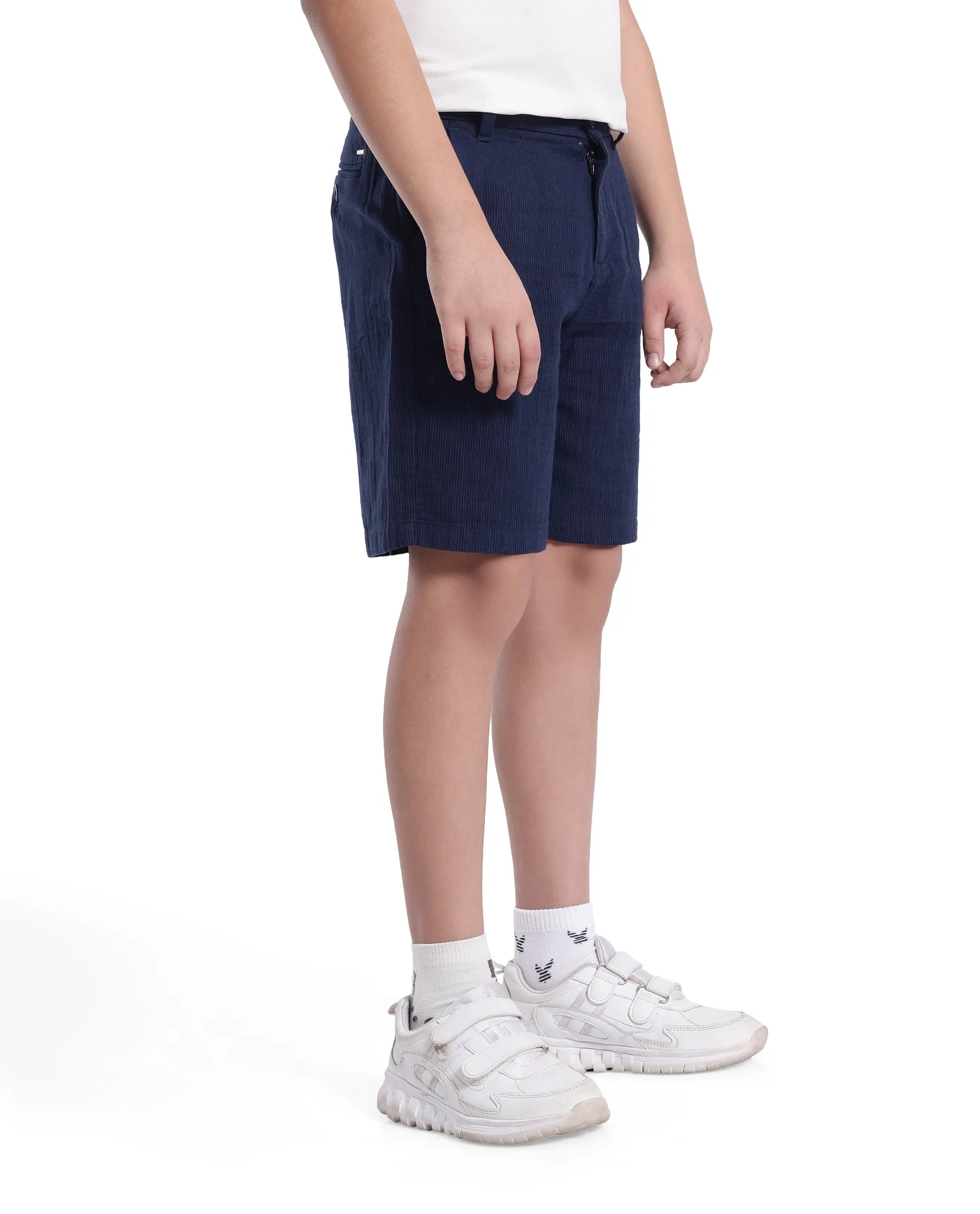 Rare Ones Kids Pinto-K Navy Cotton Solid Drawstring Closure Regular Fit Shorts