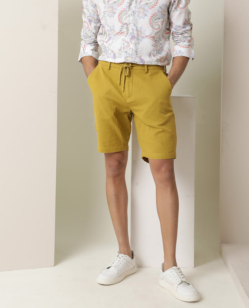 CREASED EFFECT COTTON SHORTS