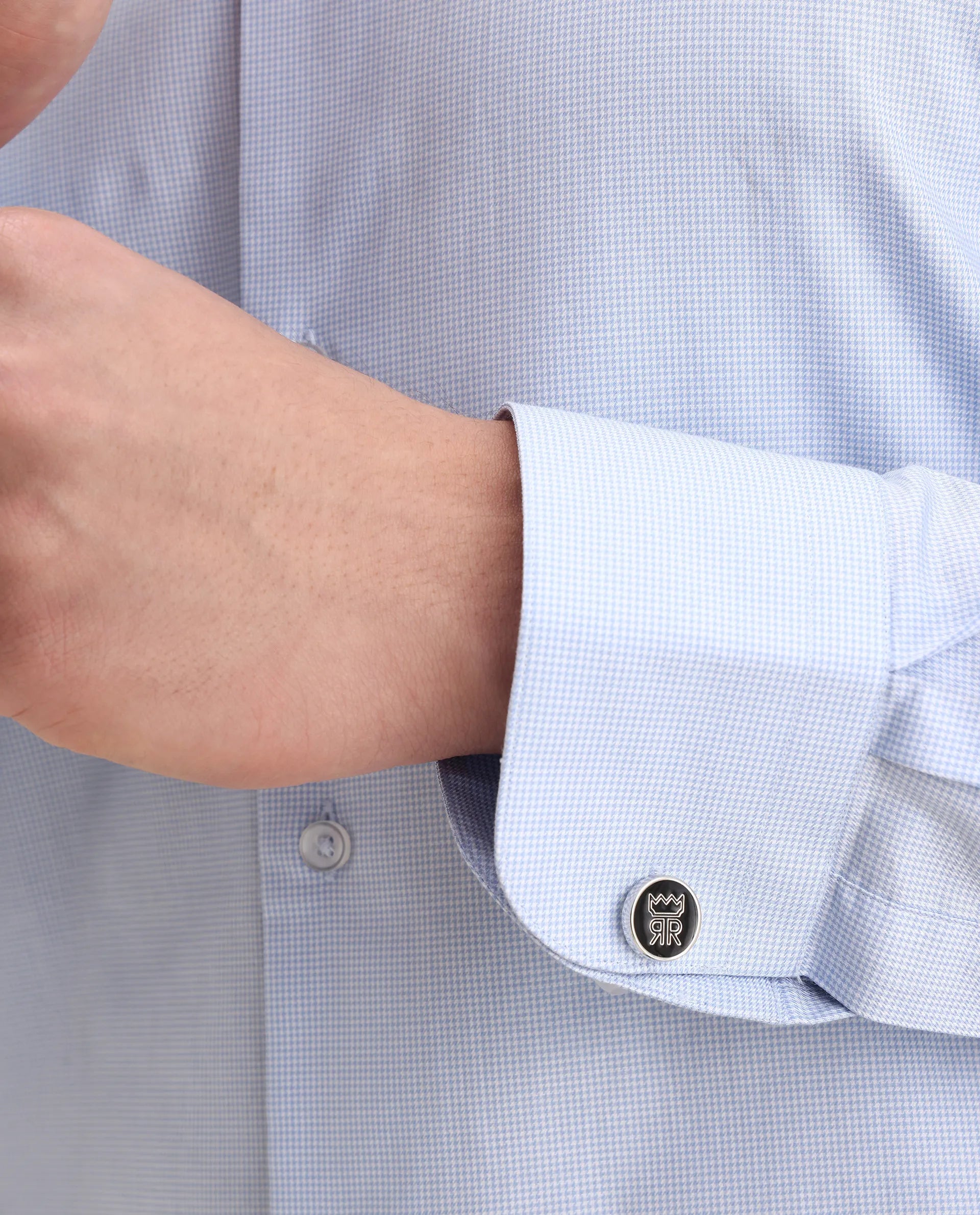 Rare Rabbit Men's Plom Blue Cotton Fabric Collared Neck Regular Fit Plain Shirt