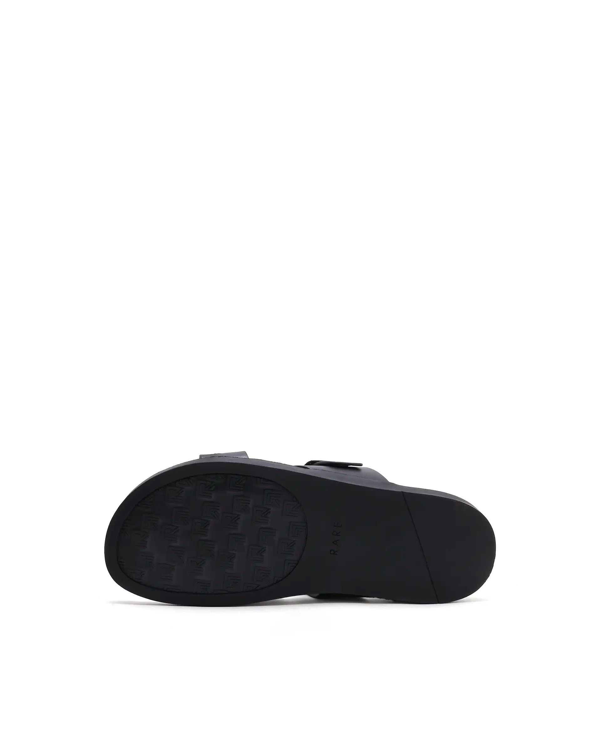 Rarez Men's Pluxi Black Leather Regular Sandal