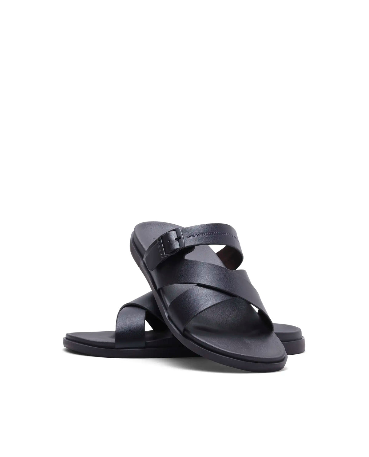 Rarez Men's Pluxi Dark Prune Leather Regular Sandal