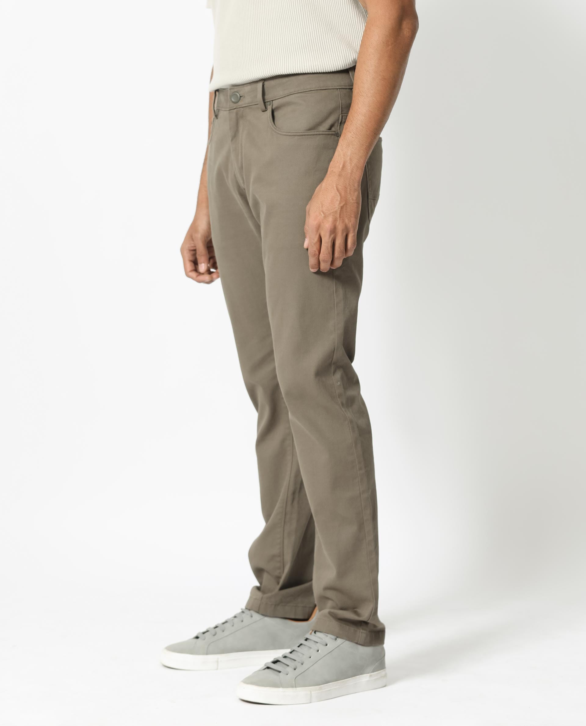 Rare Rabbit Men's Poke-2 Light Olive Solid Mid-Rise Regular Fit Trouser