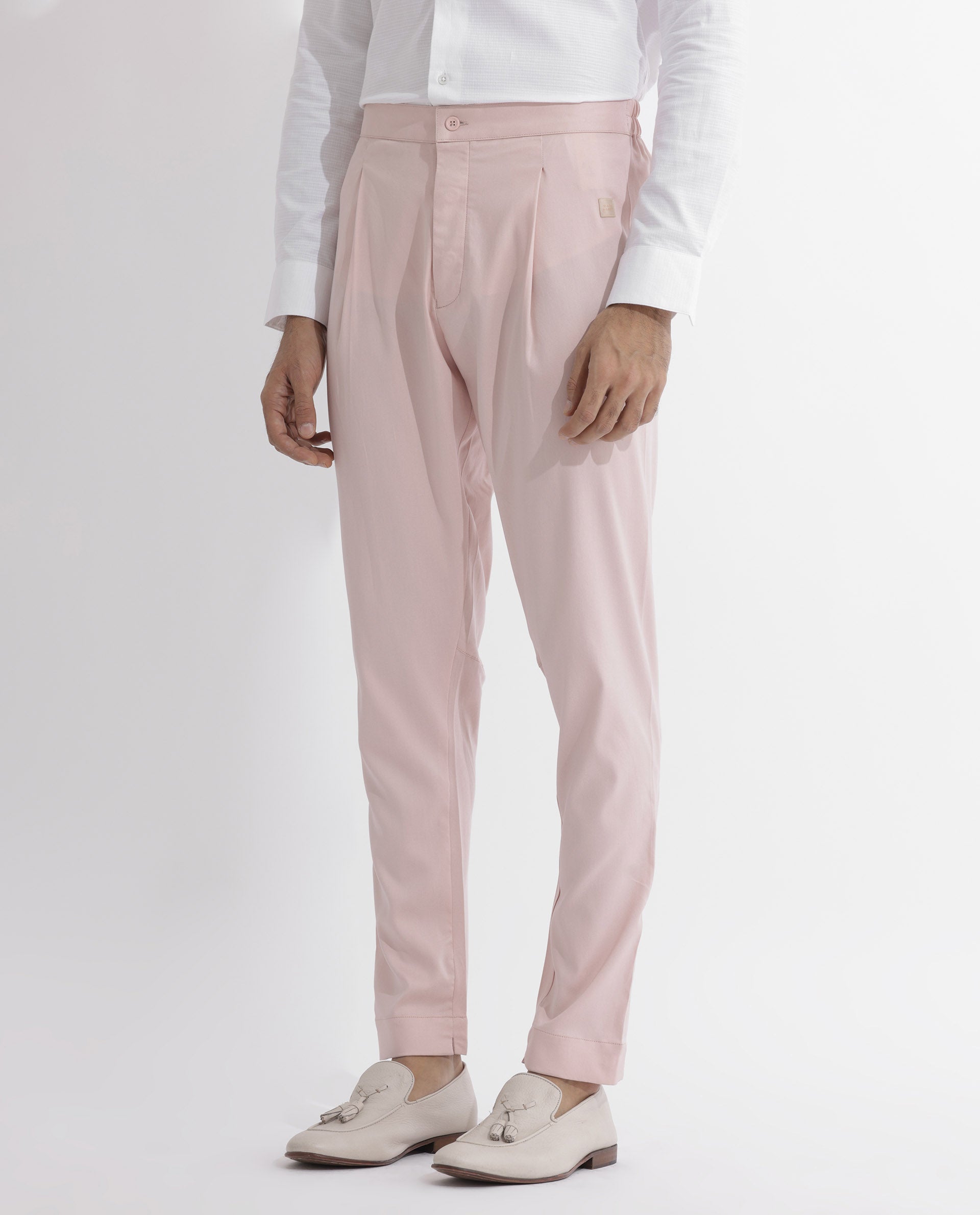 Rare Rabbit Mens Polin Pink Viscose Fabric Mid Rise Regular Fit Solid Pajama