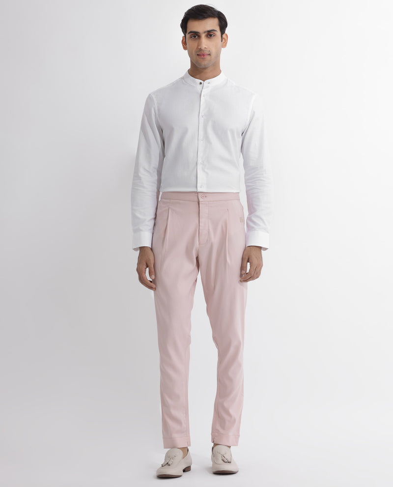 Rare Rabbit Mens Polin Pink Viscose Fabric Mid Rise Regular Fit Solid Pajama