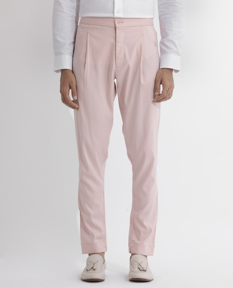 Rare Rabbit Mens Polin Pink Viscose Fabric Mid Rise Regular Fit Solid Pajama