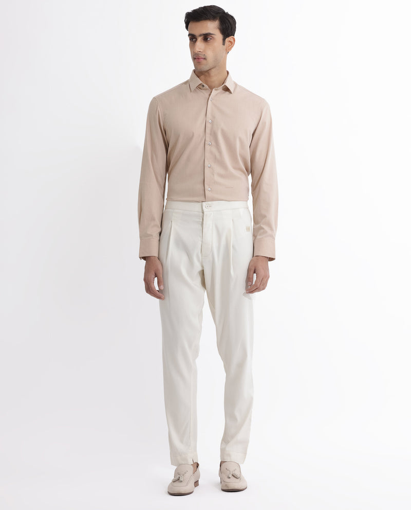 Rare Rabbit Men's Polin Beige Viscose Fabric Mid Rise Regular Fit Solid Pajama