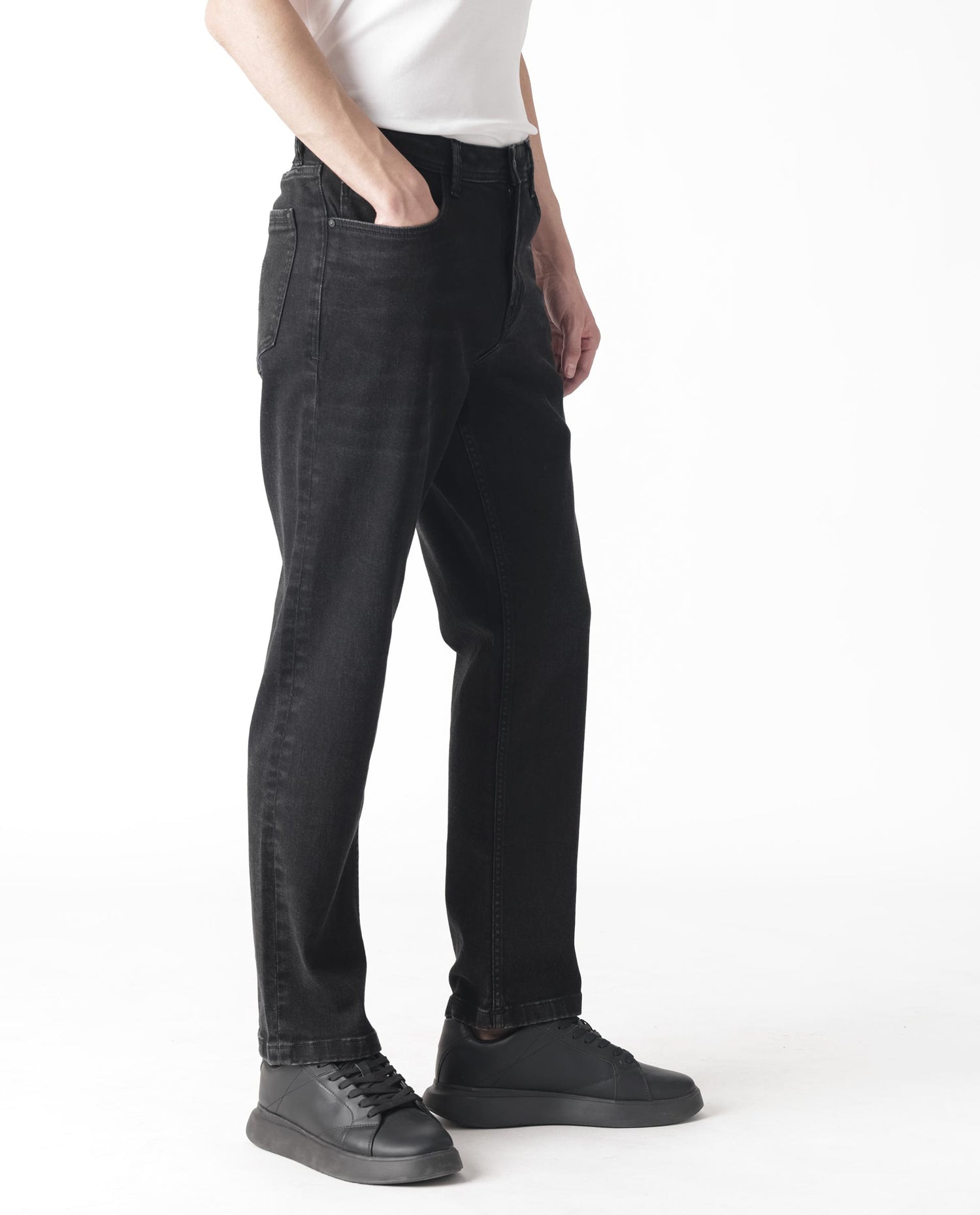 Rare Rabbit Men's Polin Black Dark Wash MidRise Slim Fit Jeans