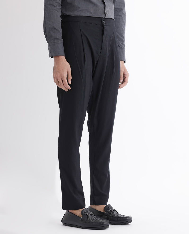 Rare Rabbit Mens Polin Black Viscose Fabric Mid Rise Regular Fit Solid Pajama