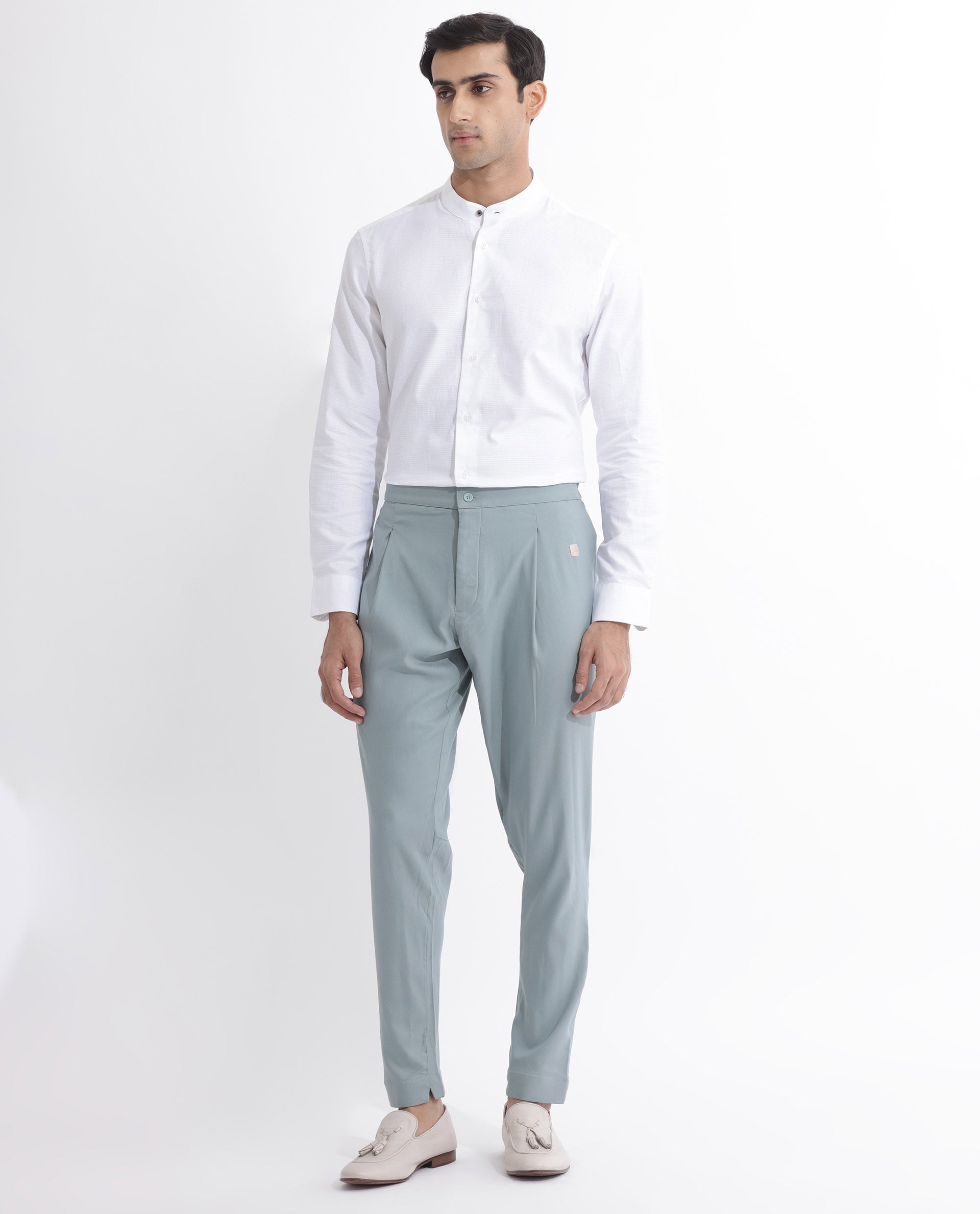 Rare Rabbit Mens Polin Light Blue Viscose Fabric Mid Rise Regular Fit Solid Pajama