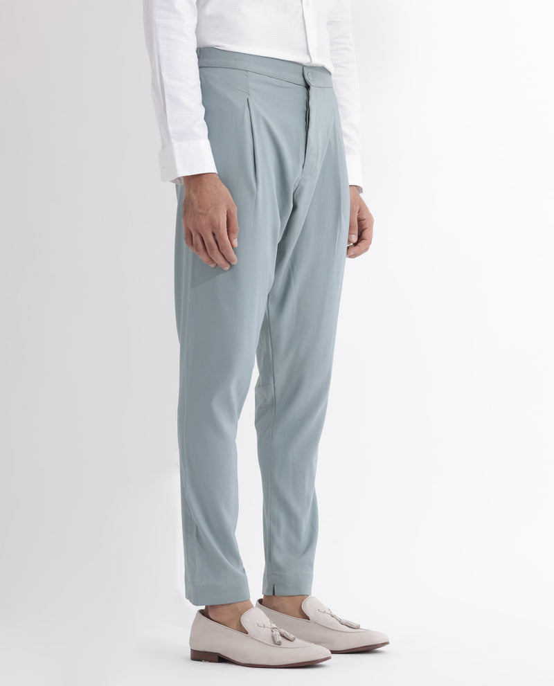 Rare Rabbit Mens Polin Light Blue Viscose Fabric Mid Rise Regular Fit Solid Pajama