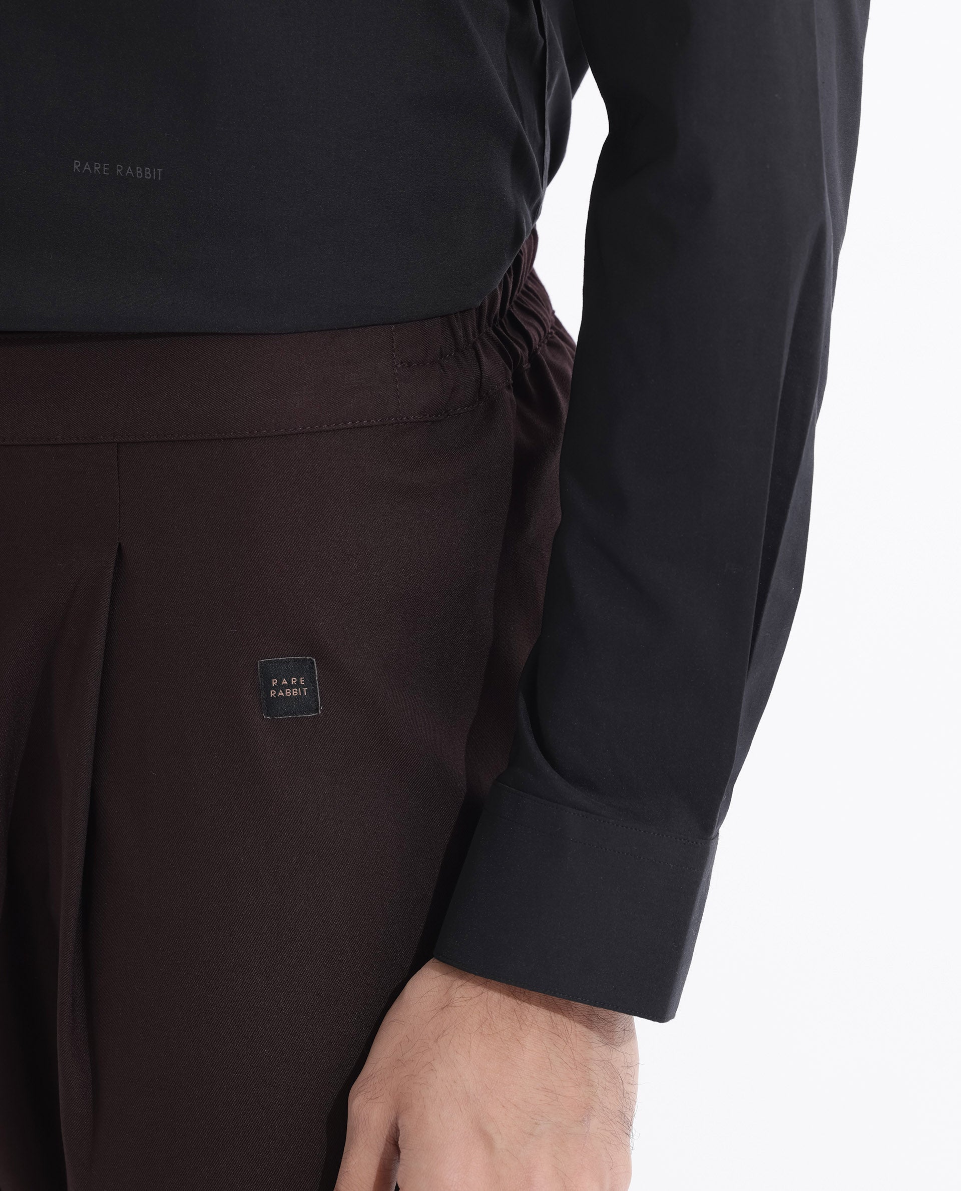 Rare Rabbit Mens Polin Maroon Viscose Fabric Mid Rise Regular Fit Solid Pajama