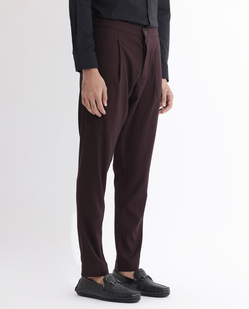 Rare Rabbit Mens Polin Maroon Viscose Fabric Mid Rise Regular Fit Solid Pajama
