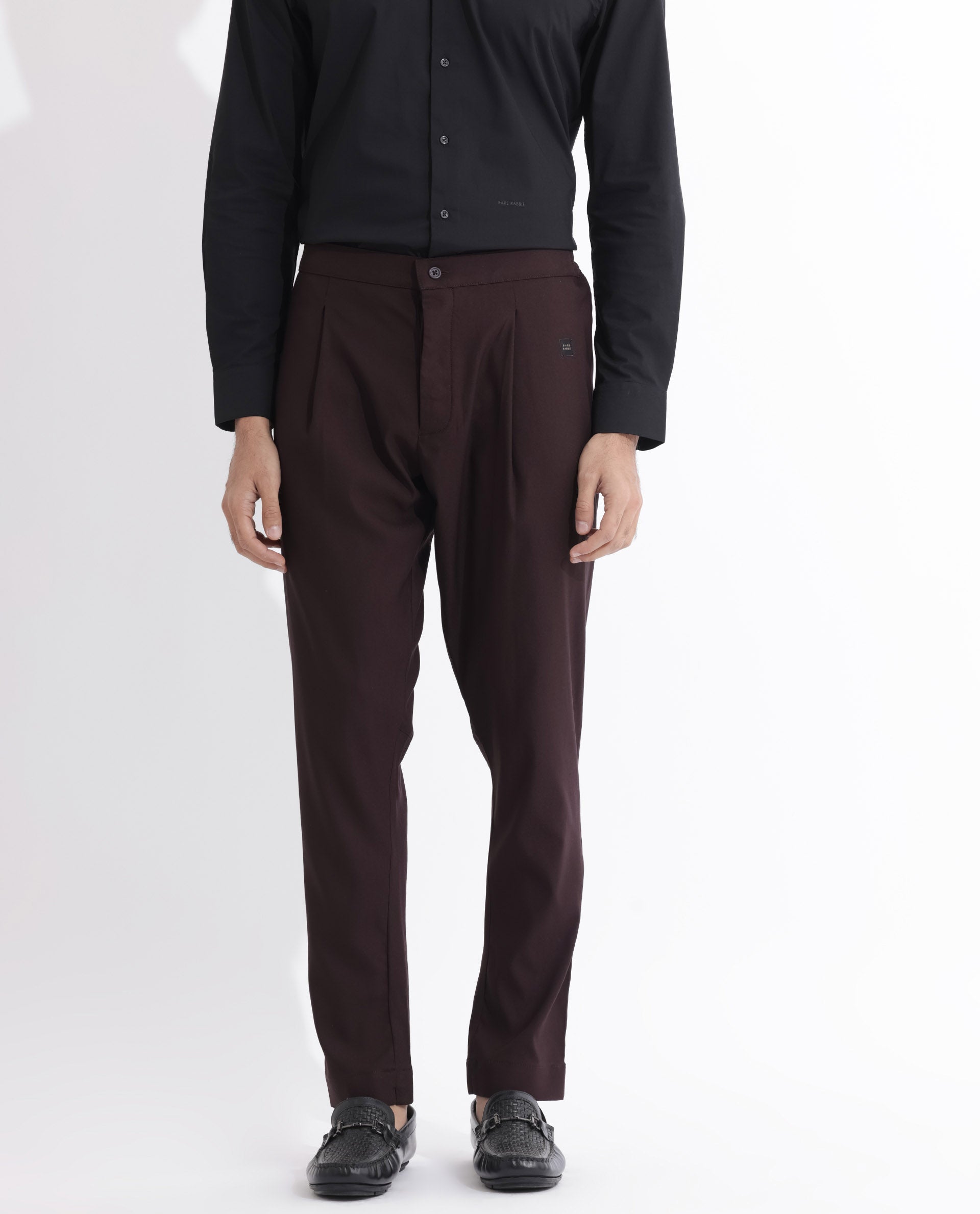 Rare Rabbit Mens Polin Maroon Viscose Fabric Mid Rise Regular Fit Solid Pajama