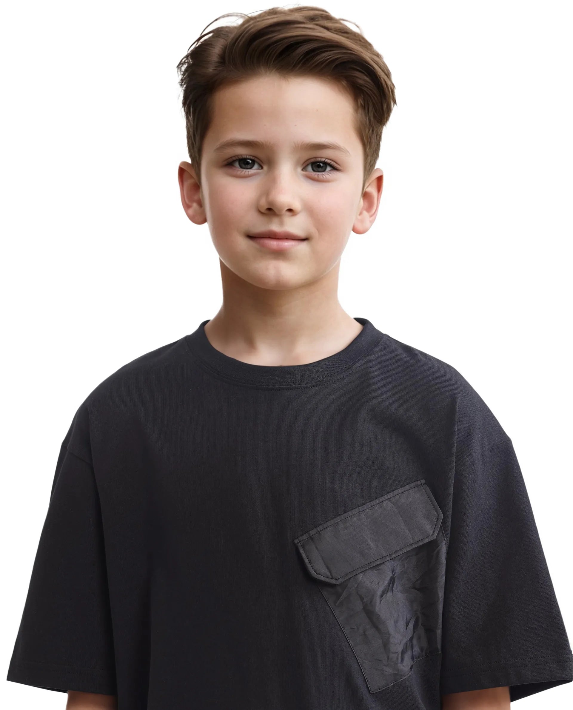 Rare Ones Kids Portz Black Cotton Short Sleeve Crew Neck Boxy Printed T-Shirt