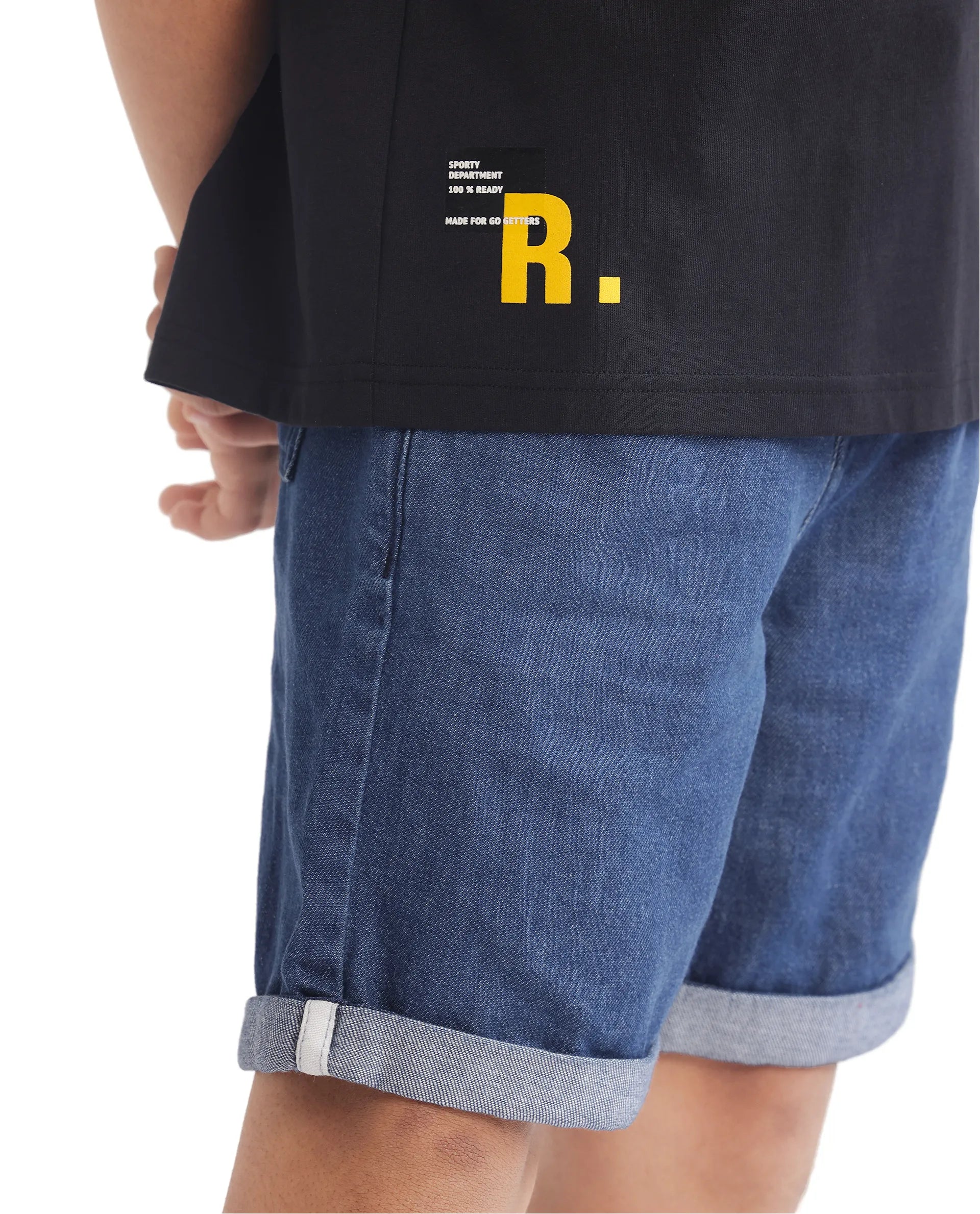 Rare Ones Kids Portz Black Cotton Short Sleeve Crew Neck Boxy Printed T-Shirt