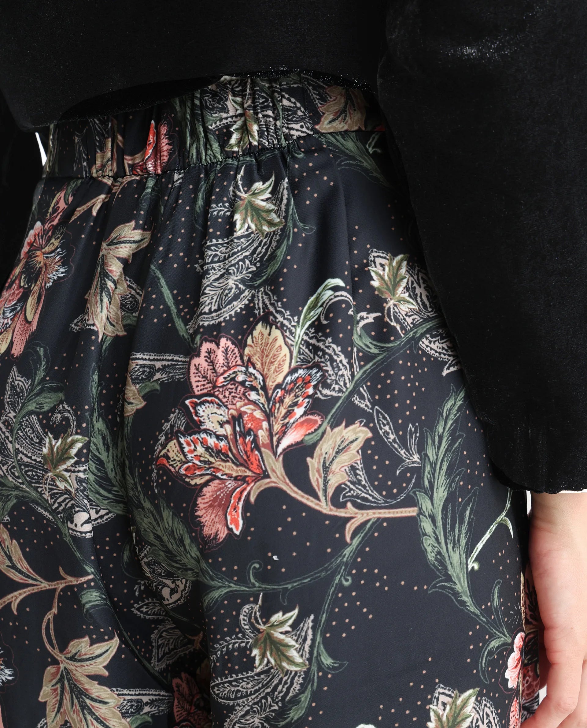 Rareism Women's Posria Multi Polyester Tropical Print Ankle Length Flared Trouser