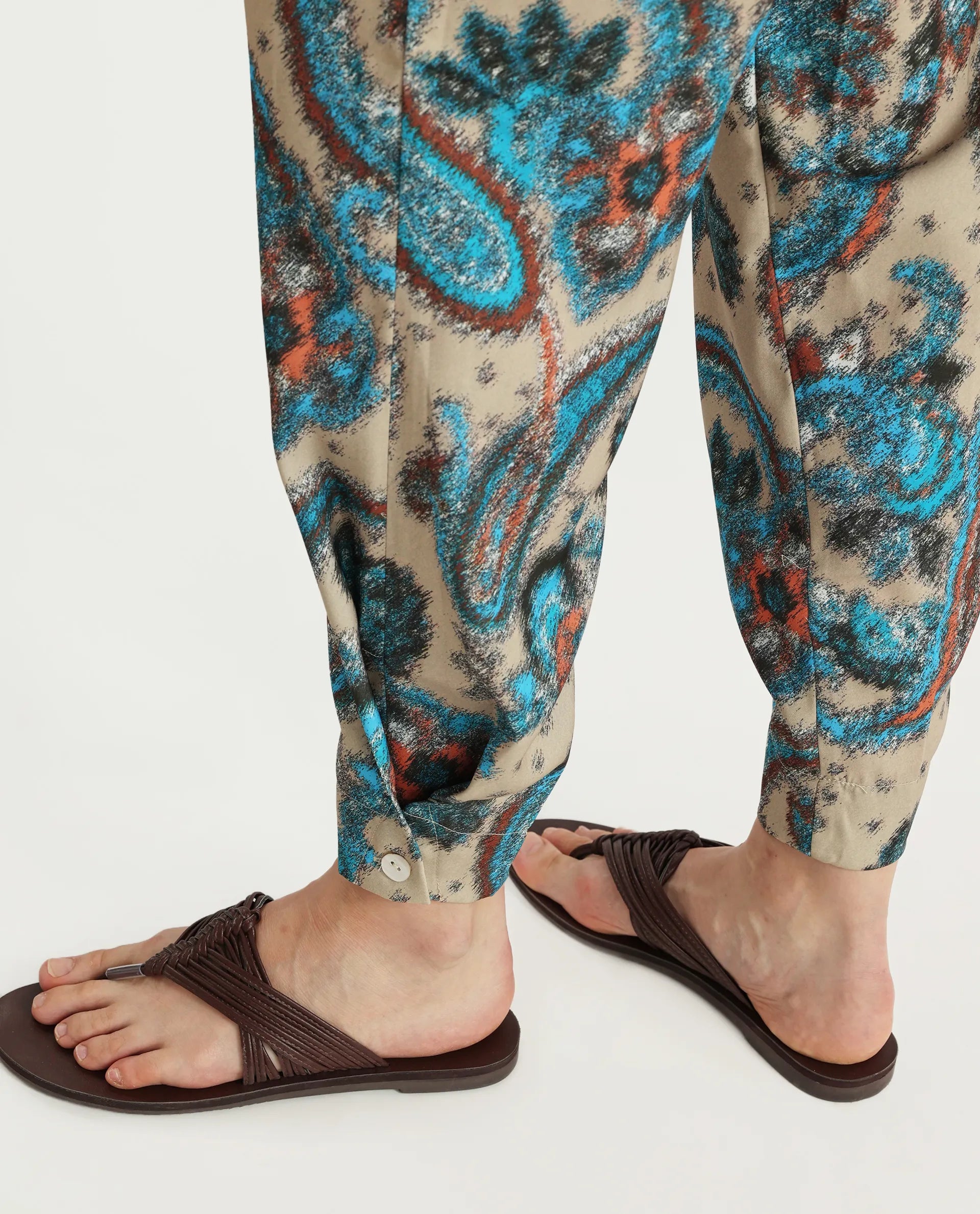 Rareism Women's Posrita Multi Polyester Paisley Print Ankle Length Straight Fit Trouser