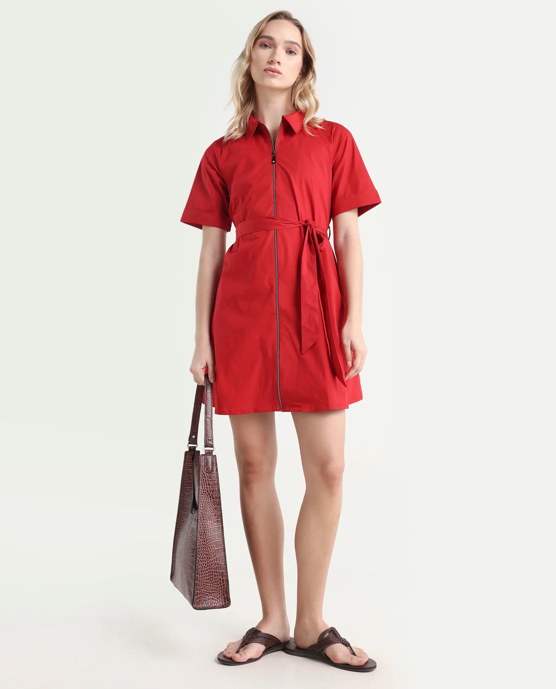 knee length dresses for ladies Lucy Check Slip Mini Dress Rust  Rhythm US