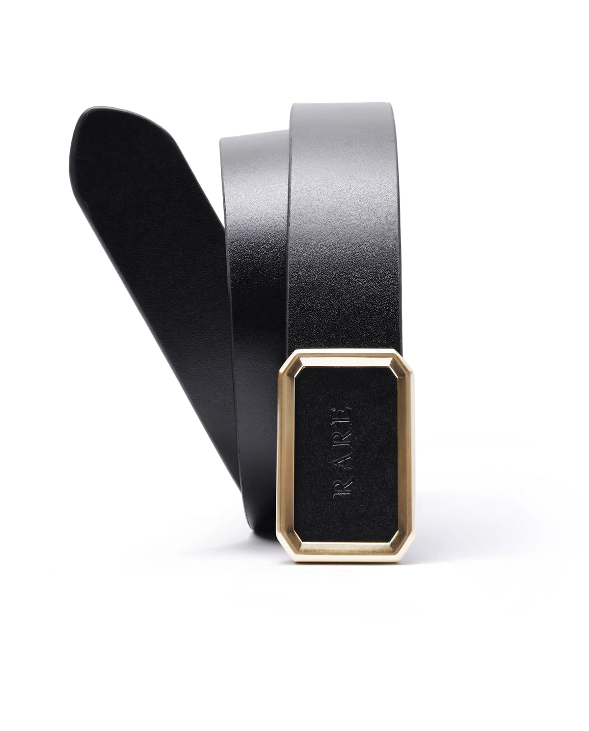 Rare Rabbit Men Poze Black Gold Leather Belt