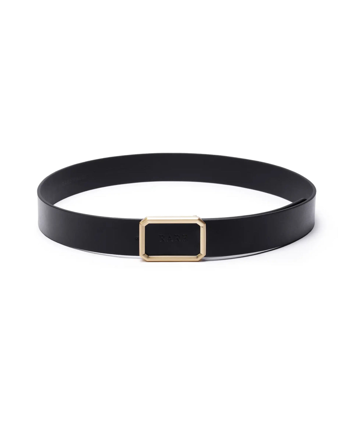 Rare Rabbit Men Poze Black Gold Leather Belt