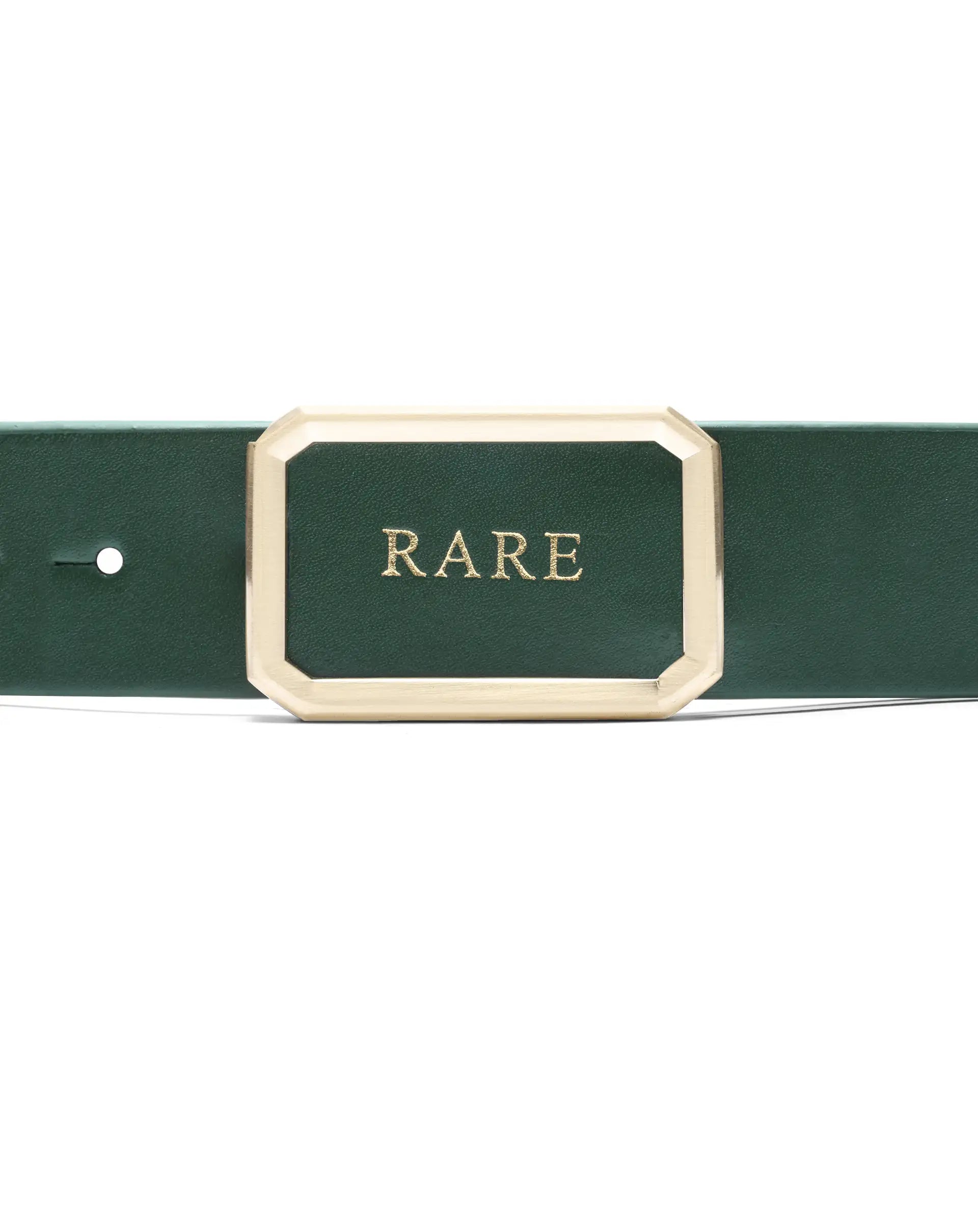 Rare Rabbit Men Poze Emrald Green Leather Belt