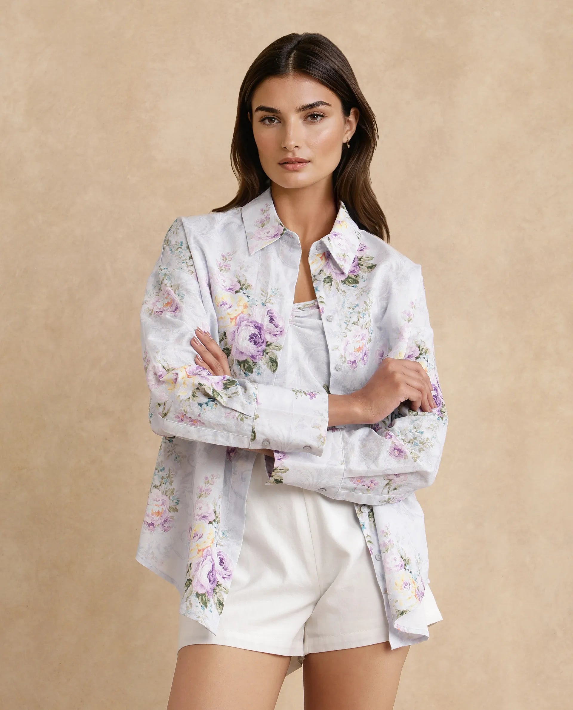 Rareism Women Preguy Multi Cotton Fabric Full Sleeve Collared Neck Button Closure Regular Floral Print Shirt